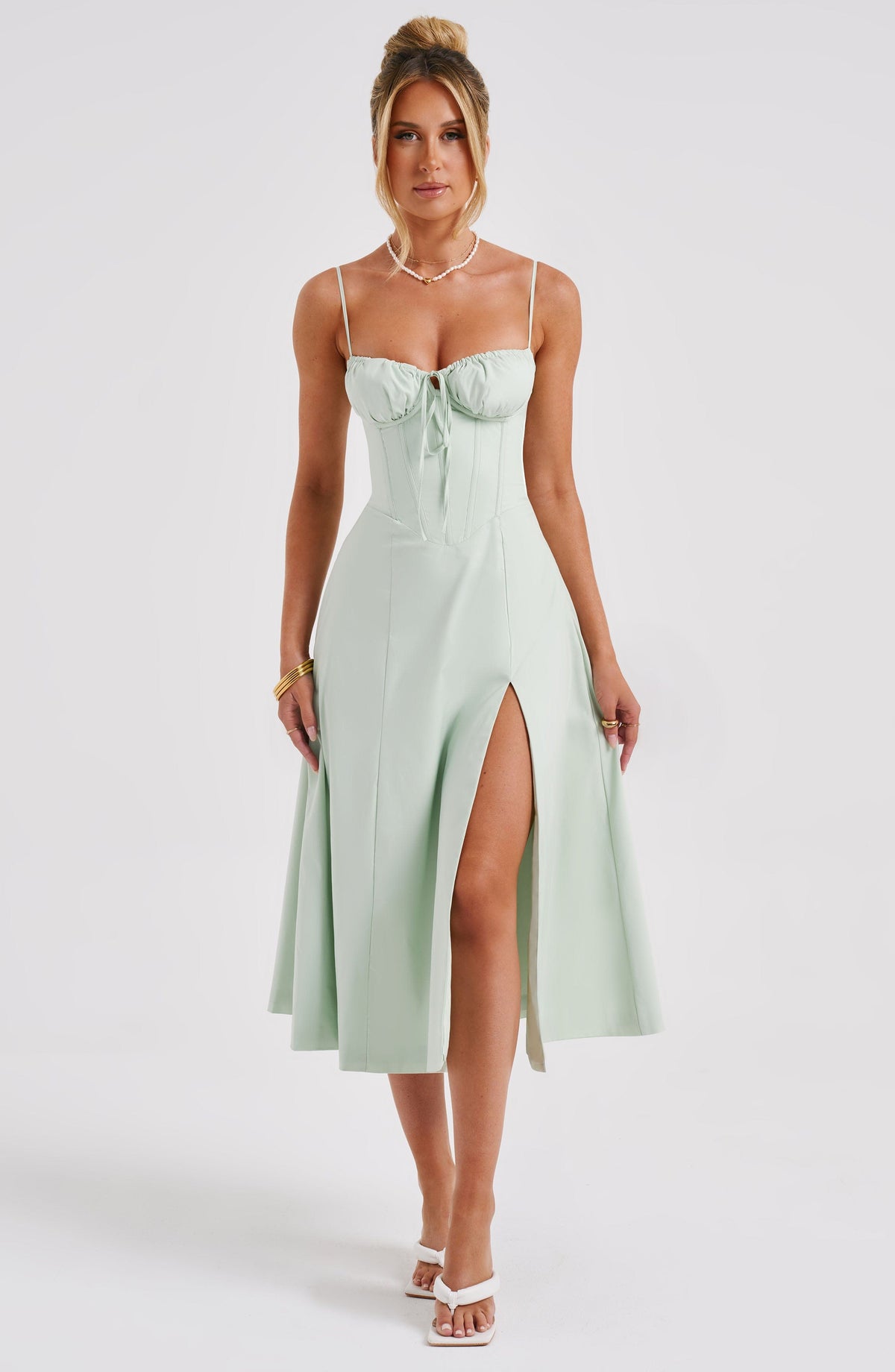 Deandra Midi Dress in Sage