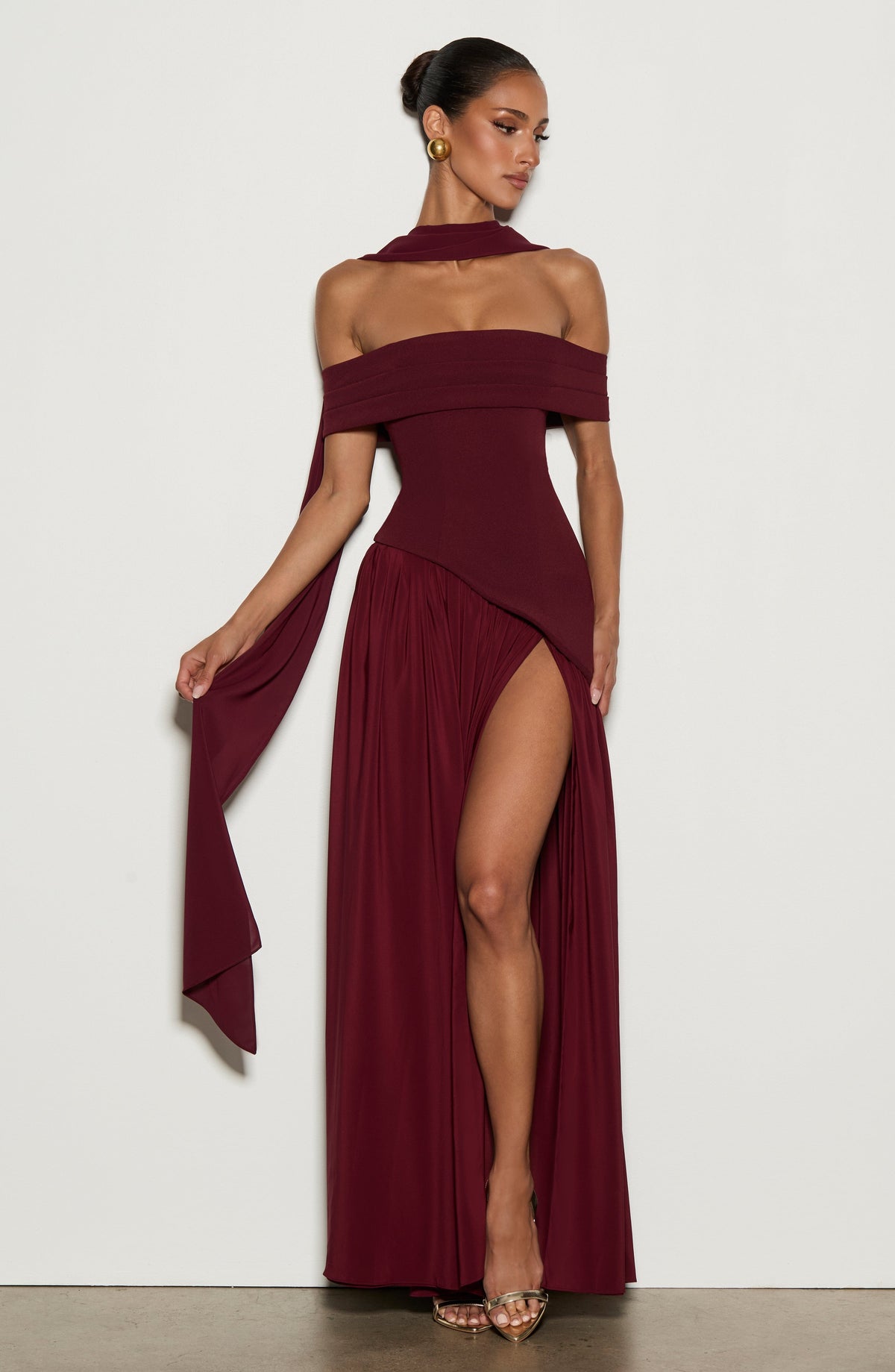 Delilia Maxi Dress in Cherry Lacquer