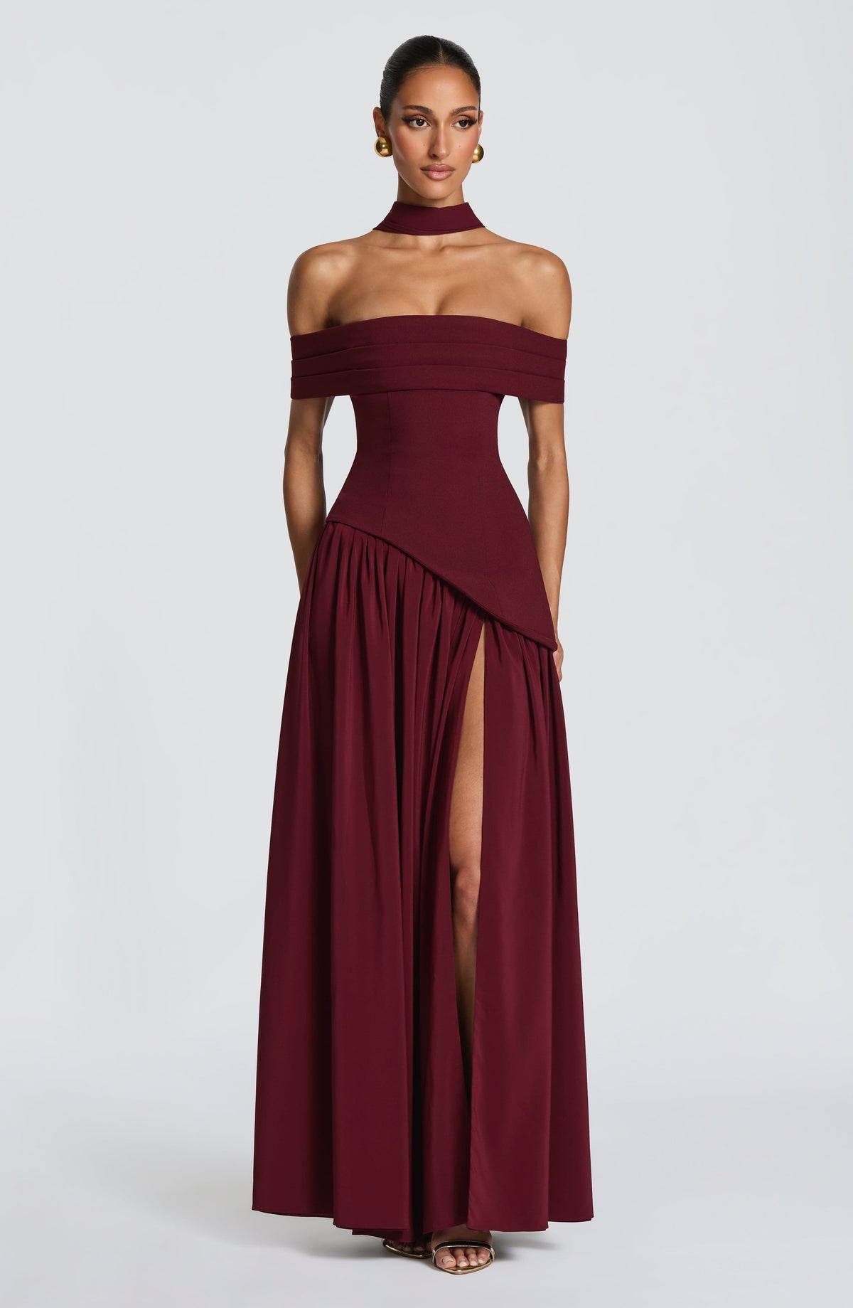 Delilia Maxi Dress in Cherry Lacquer