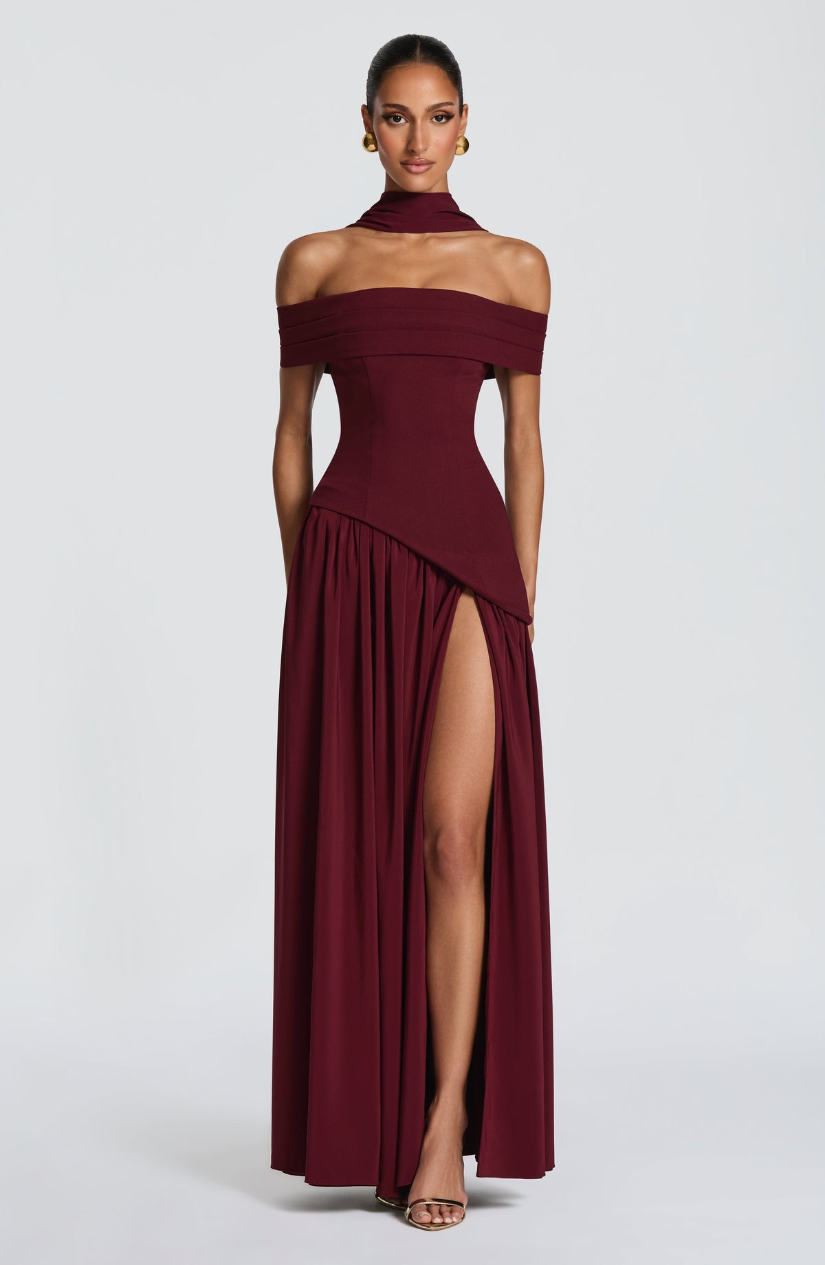Delilia Maxi Dress in Cherry Lacquer