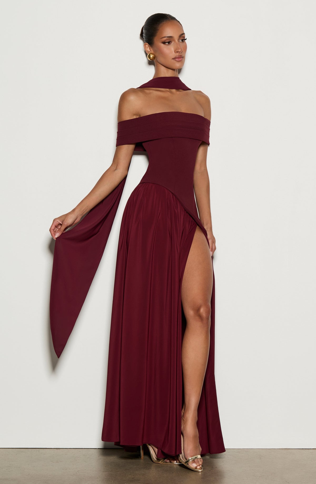 Delilia Maxi Dress in Cherry Lacquer