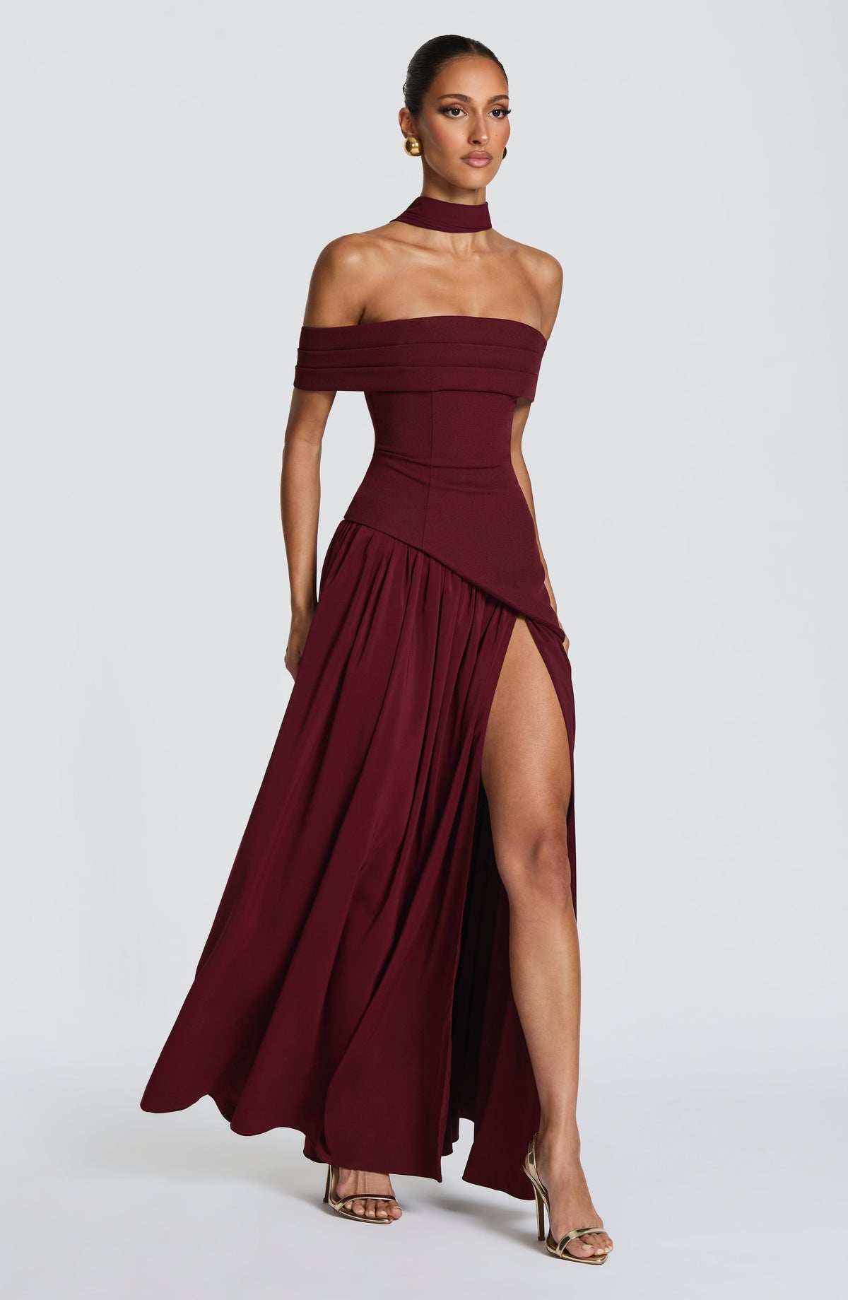 Delilia Maxi Dress in Cherry Lacquer