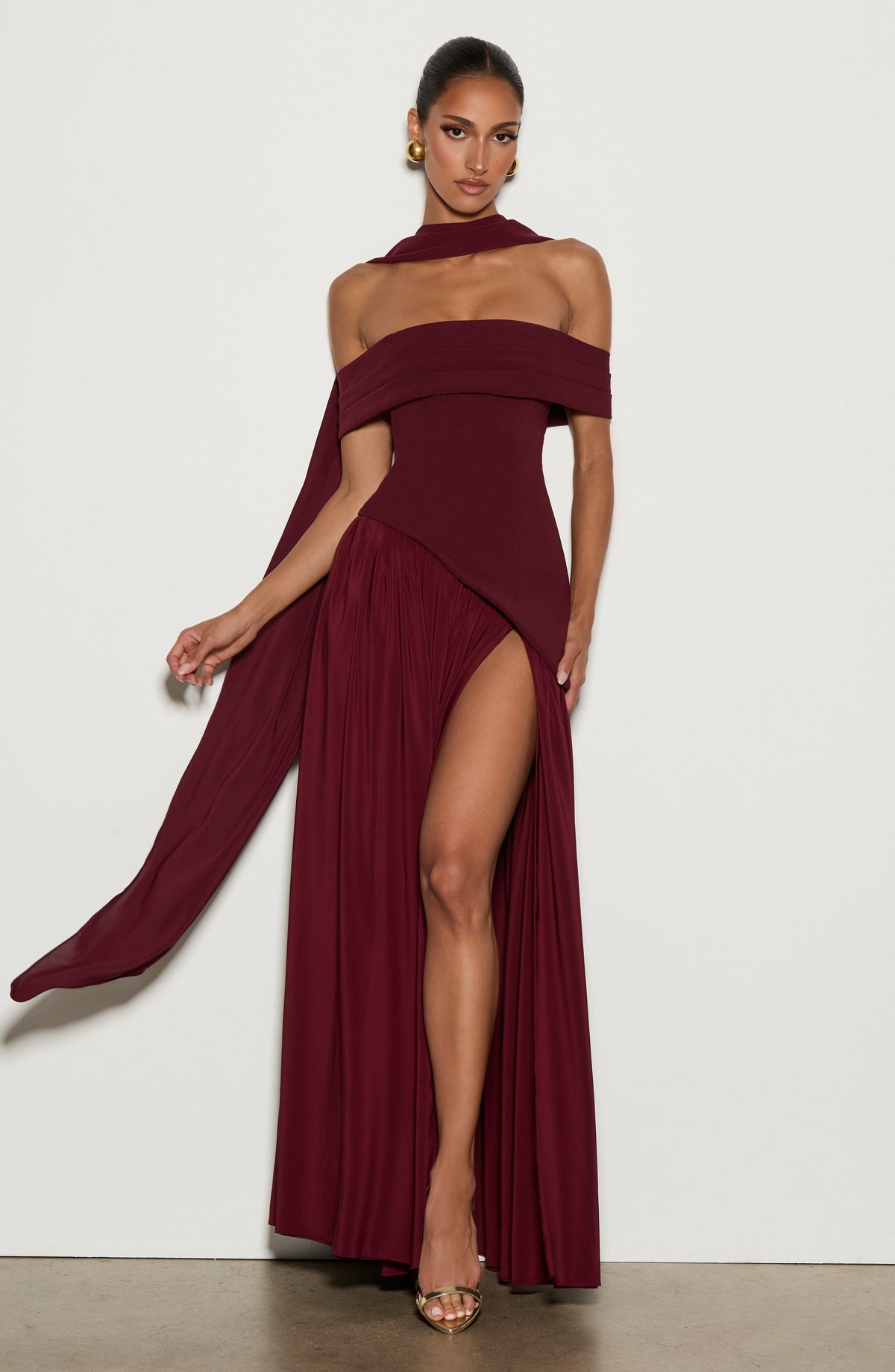 Delilia Maxi Dress in Cherry Lacquer