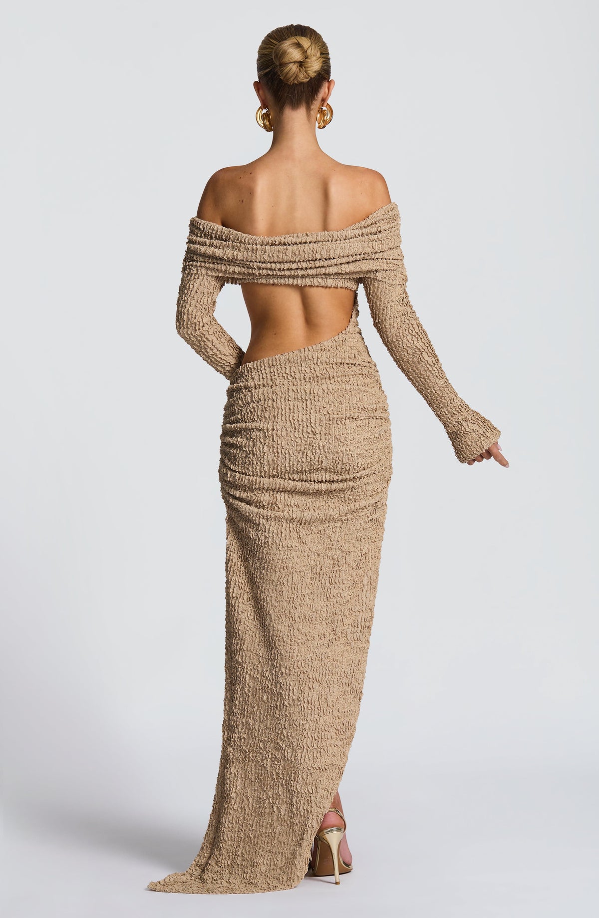 Delphine Midi Dress in Beige