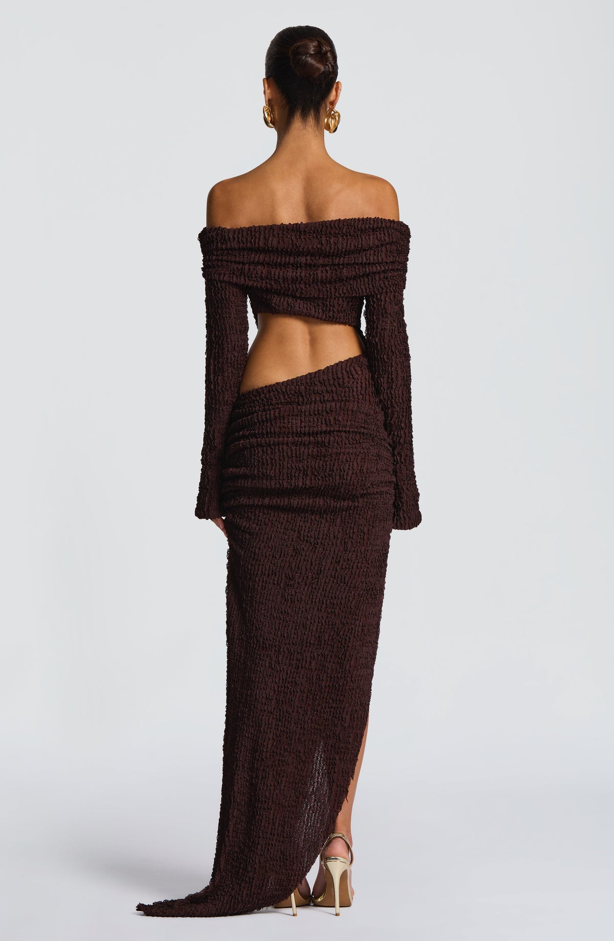 Delphine Midi Dress in Plum Brown