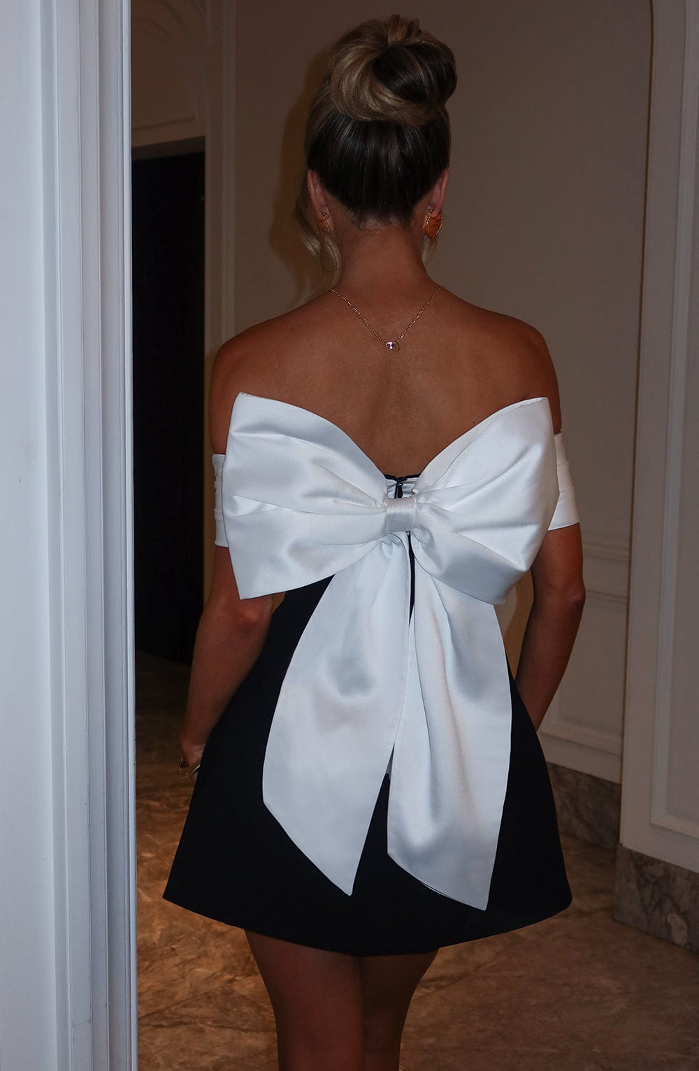 Deltara Mini Dress in Black/White