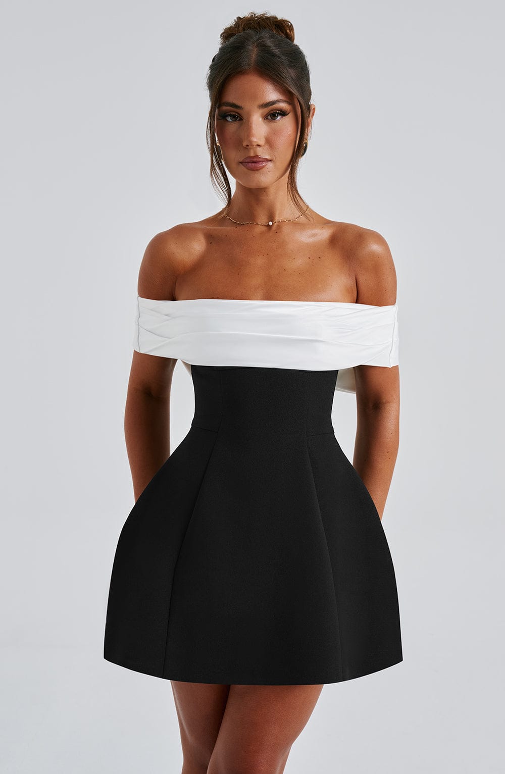 Deltara Mini Dress in Black/White