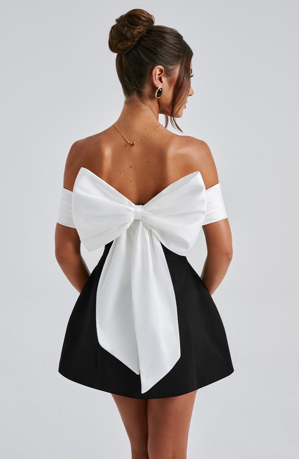 Deltara Mini Dress in Black/White