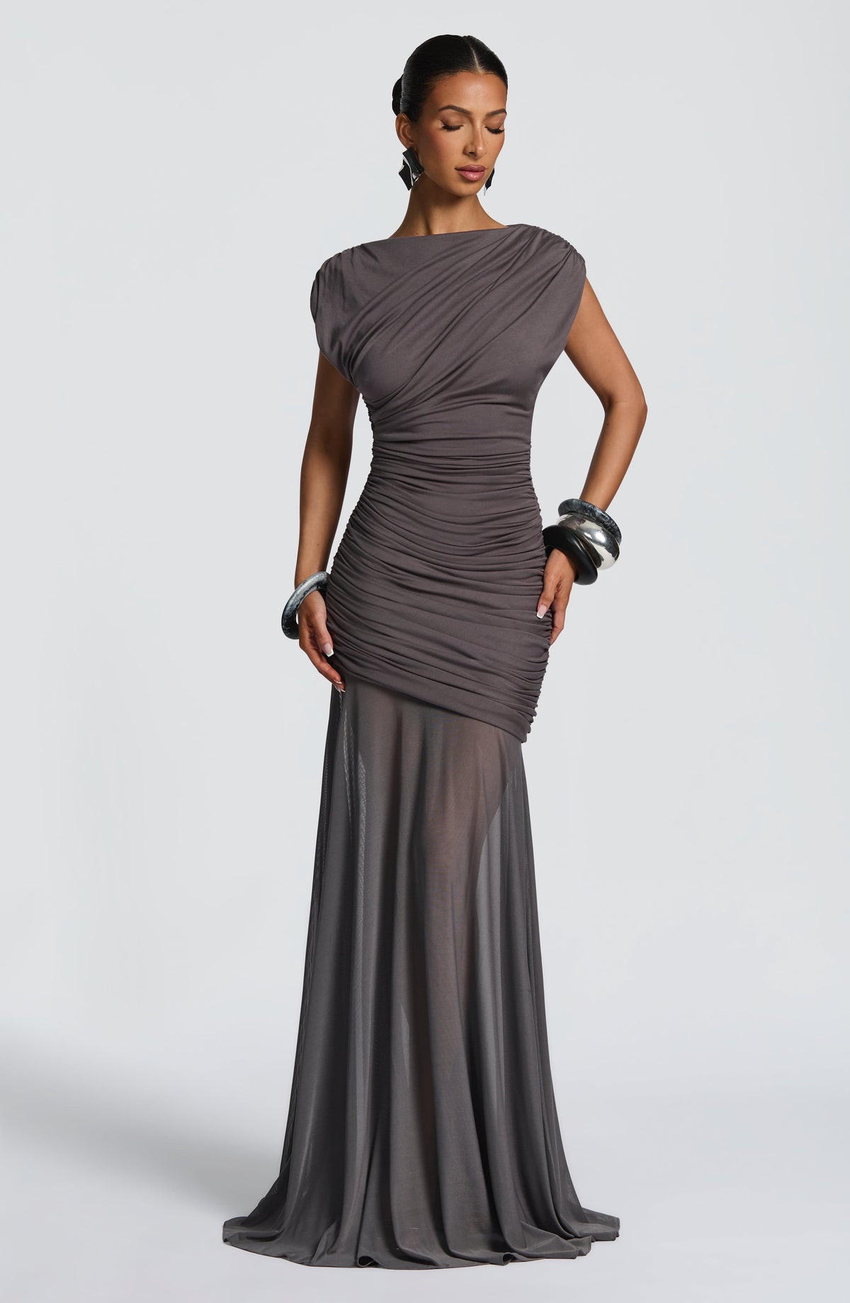 Demelia Maxi Dress in Charcoal
