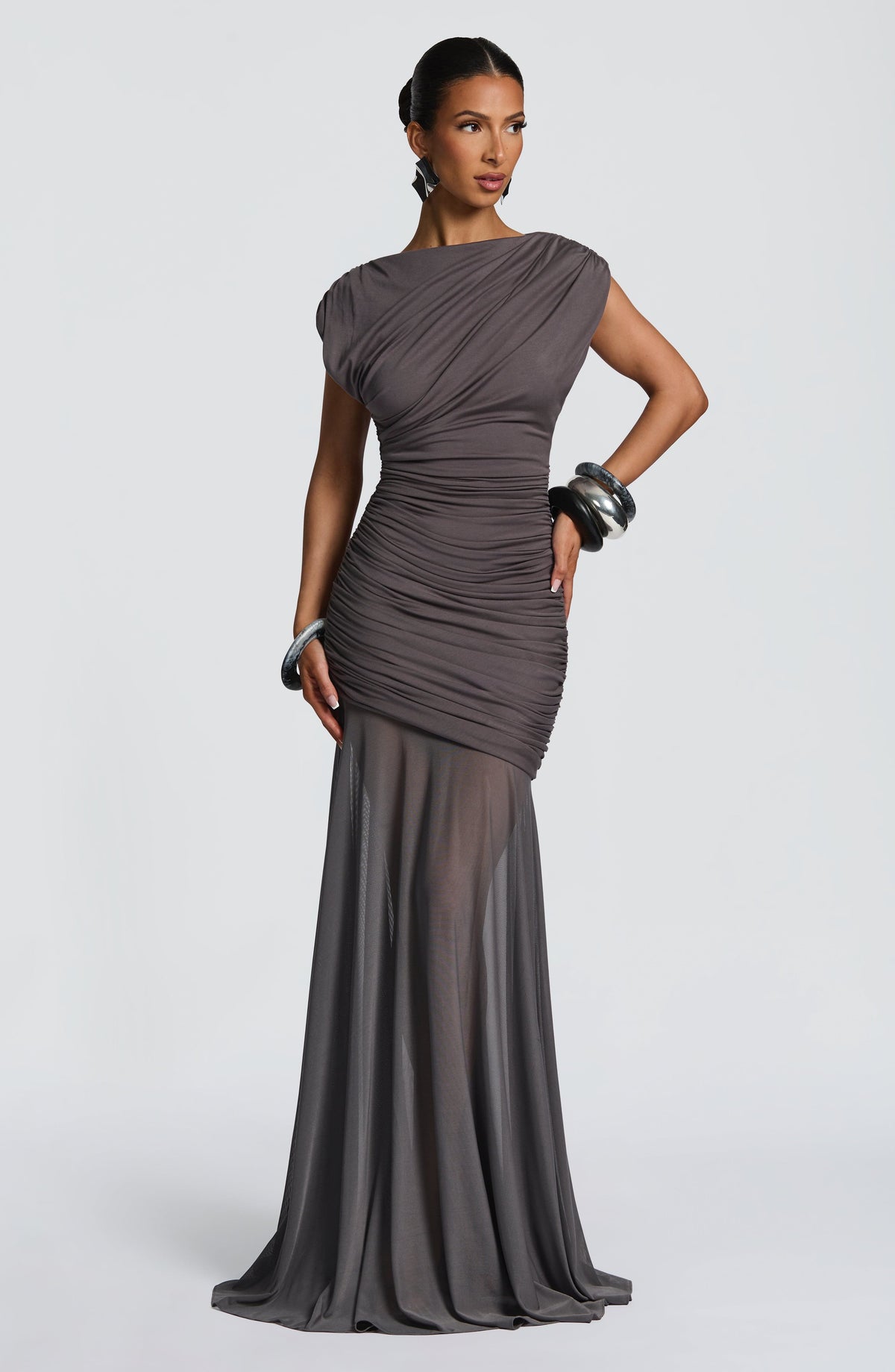 Demelia Maxi Dress in Charcoal