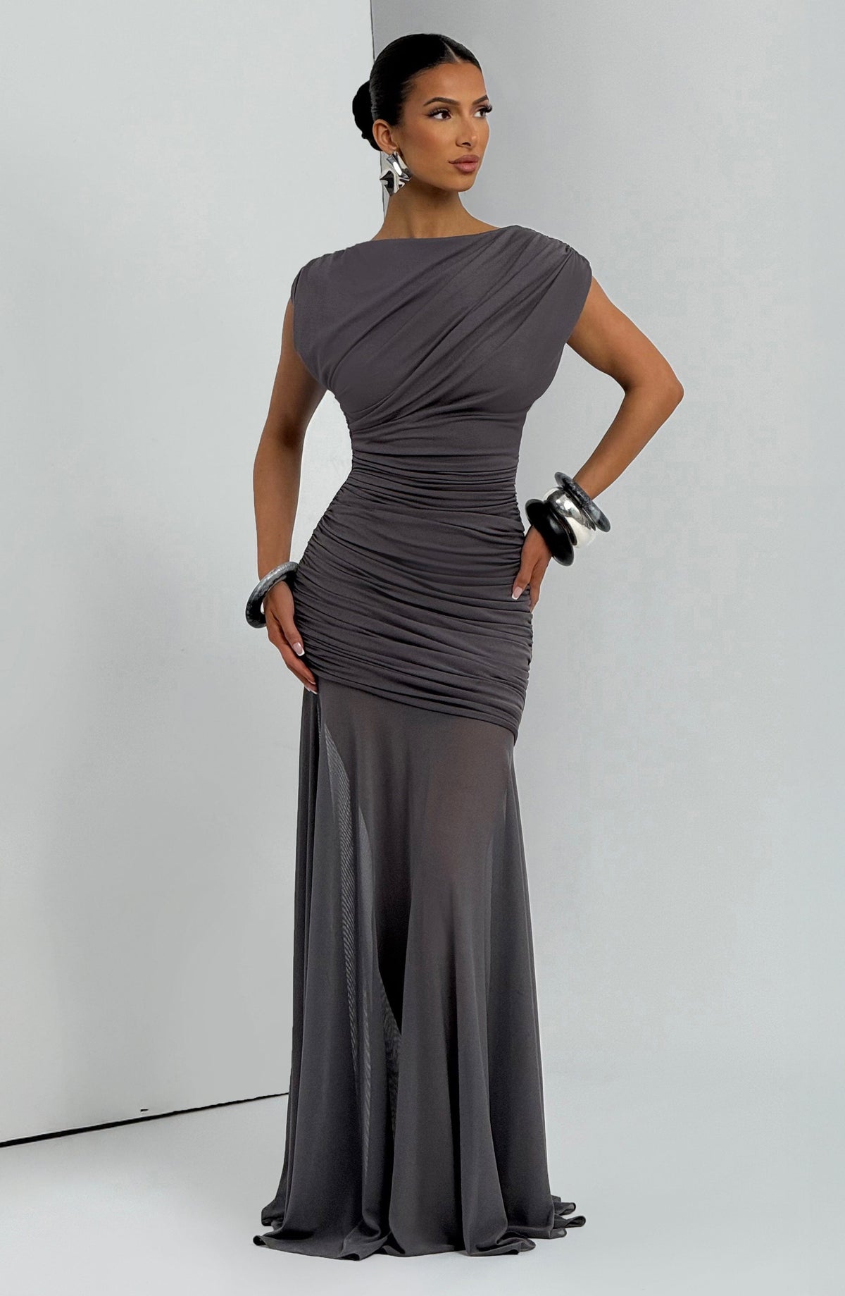 Demelia Maxi Dress in Charcoal