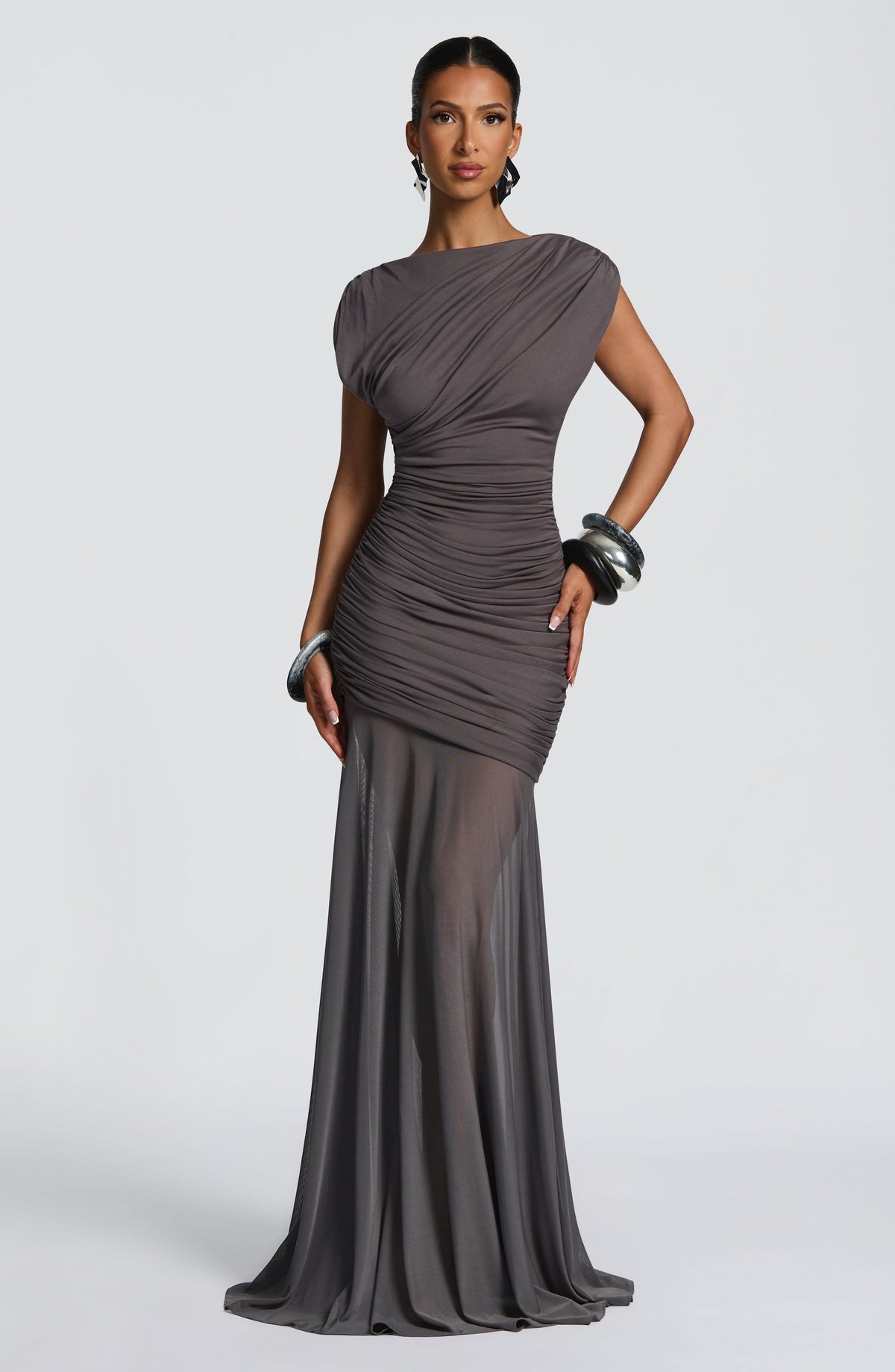 Demelia Maxi Dress in Charcoal