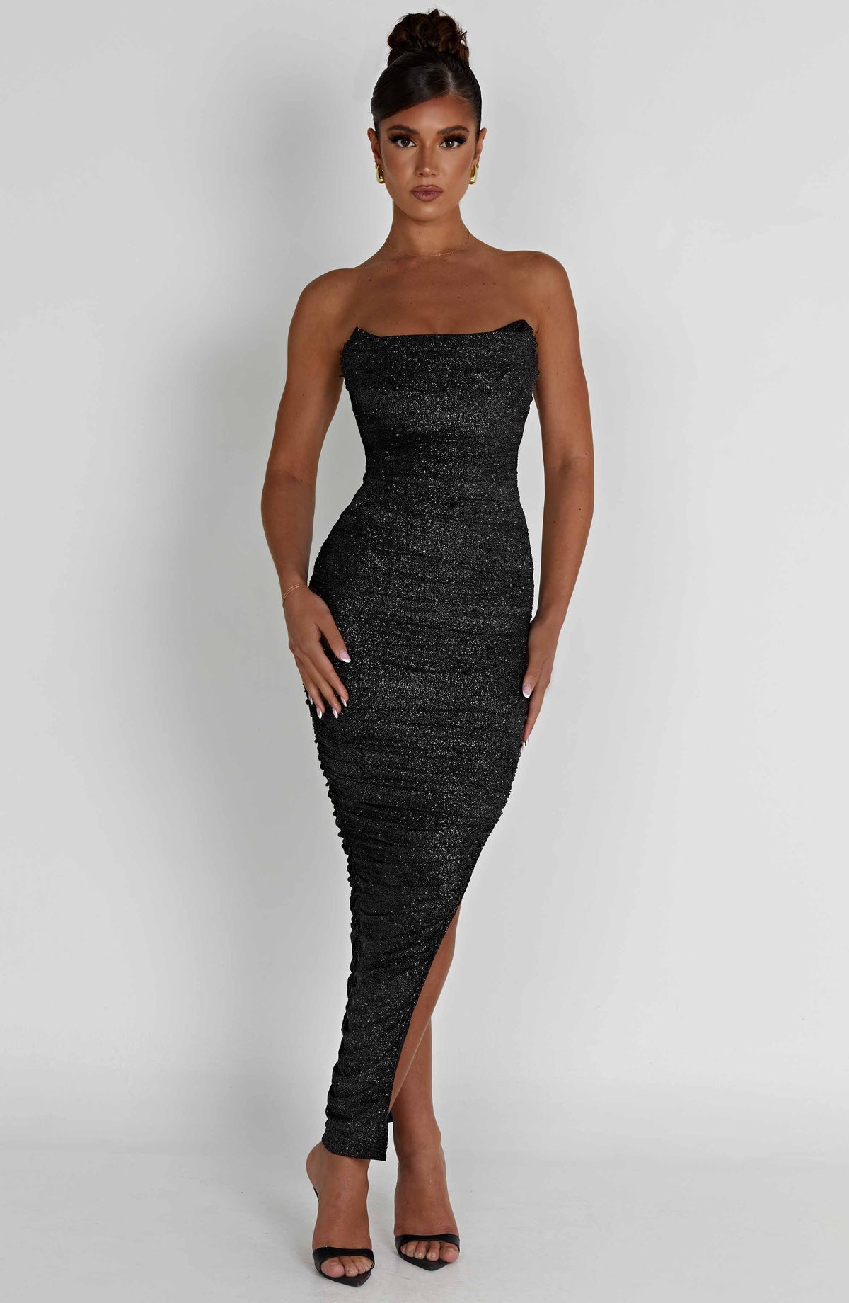 Demira Maxi Dress in Black Sparkle