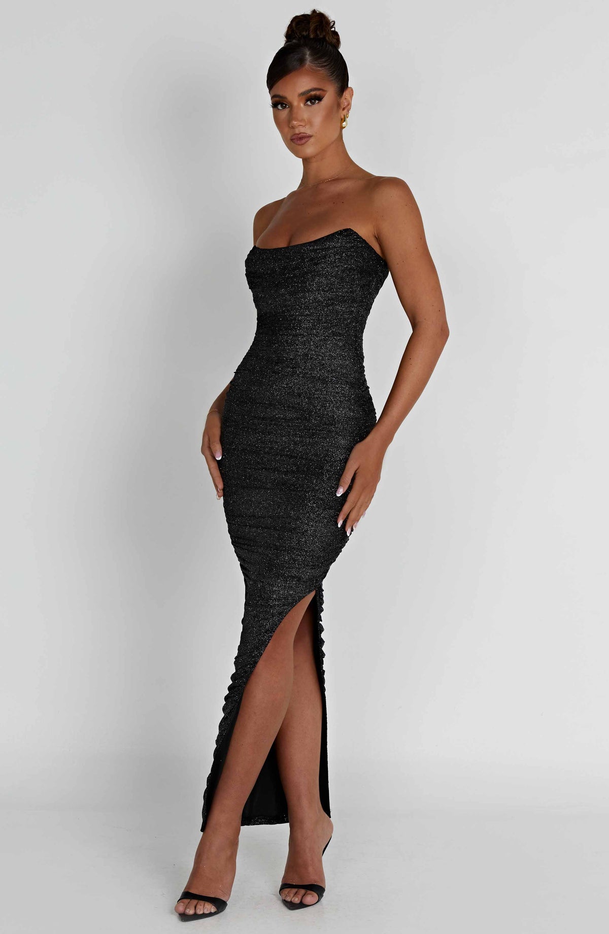 Demira Maxi Dress in Black Sparkle