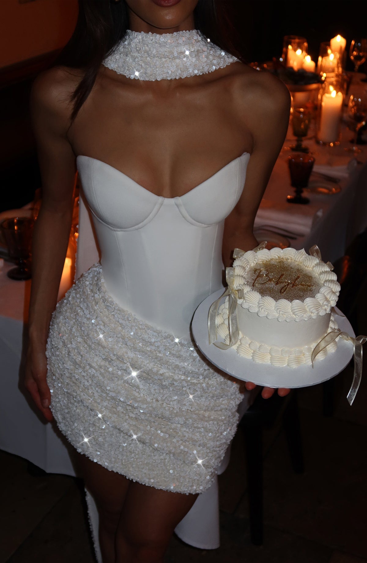 Denisa Mini Dress in Ivory