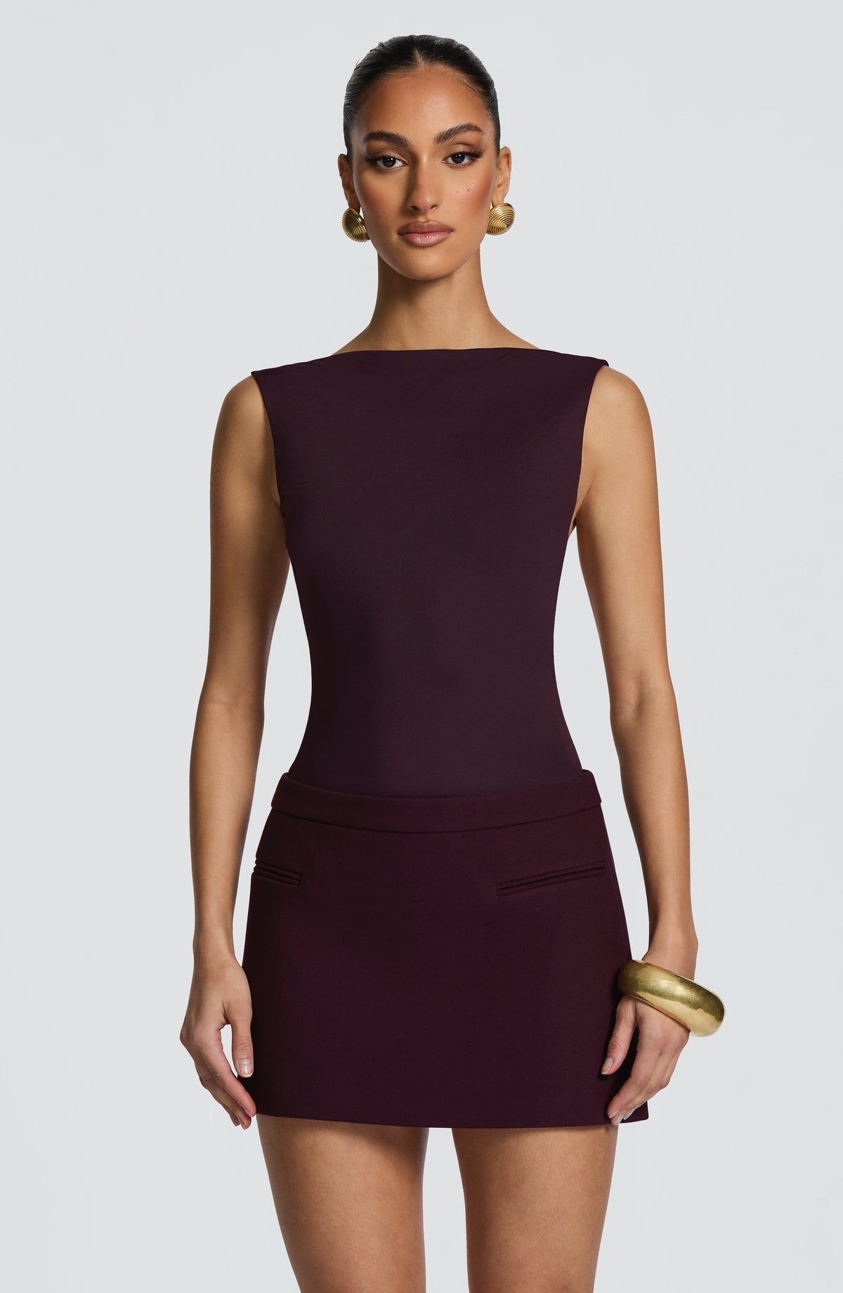 Edana Mini Skirt in Plum