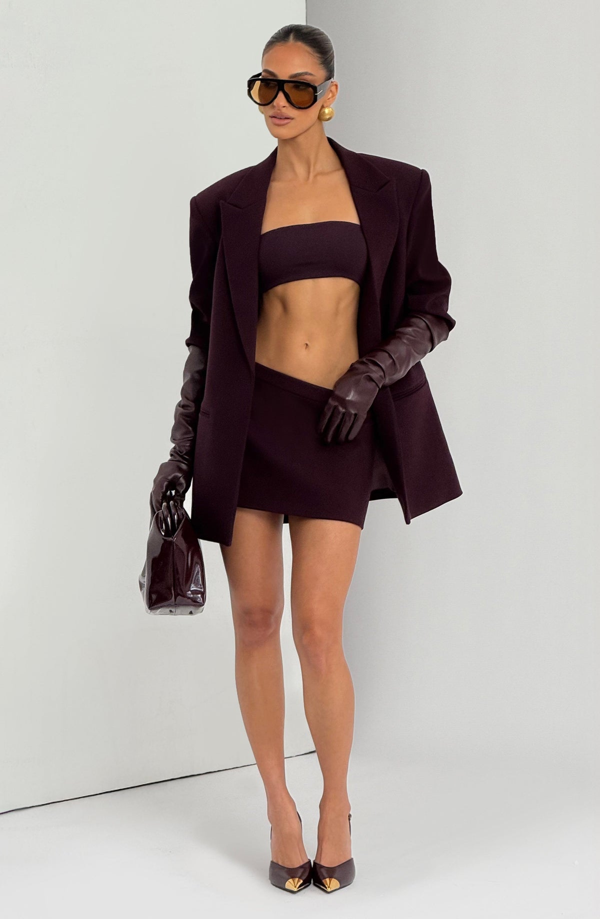 Edana Mini Skirt in Plum