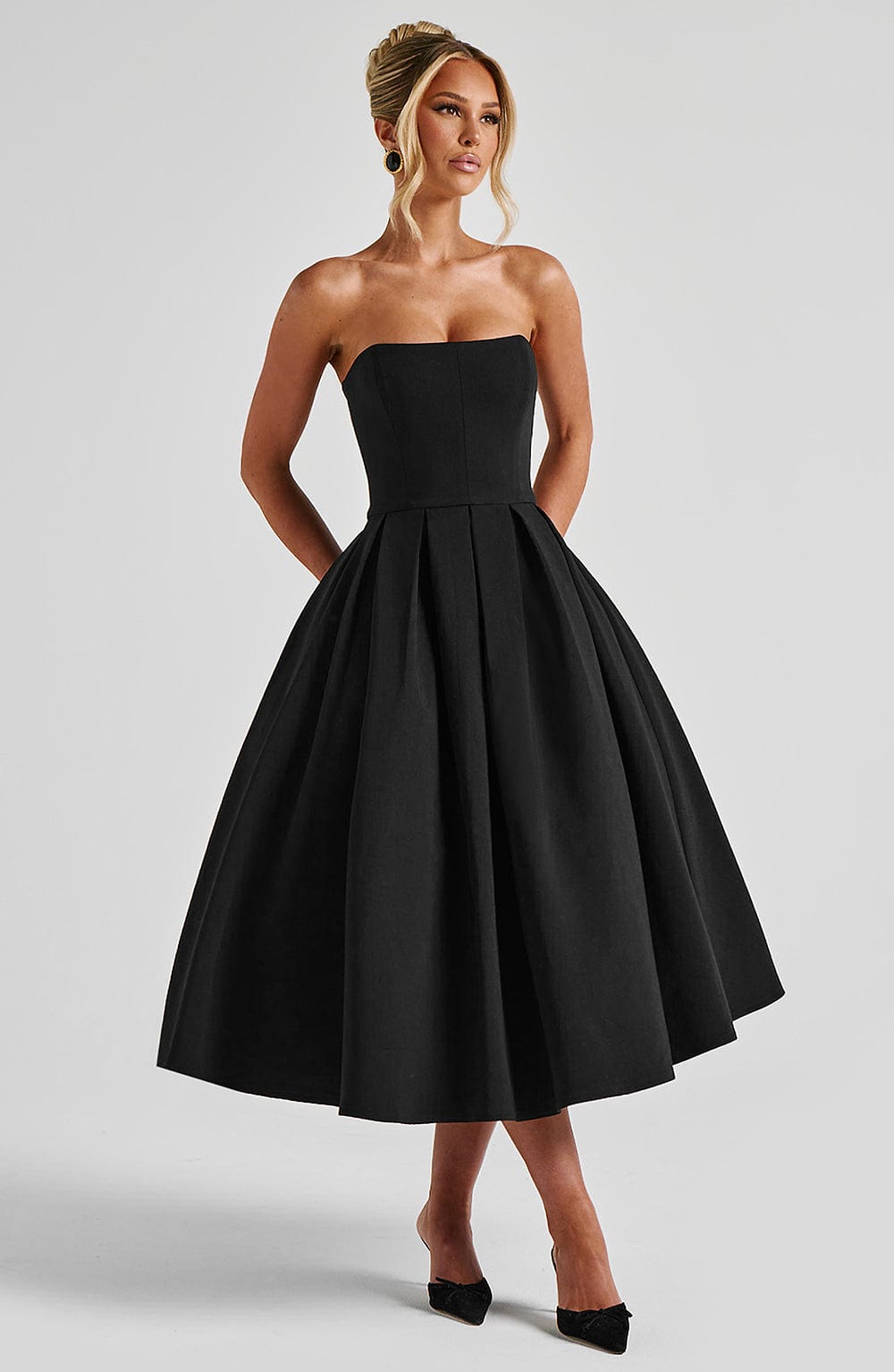 Editha Midi Dress in Black
