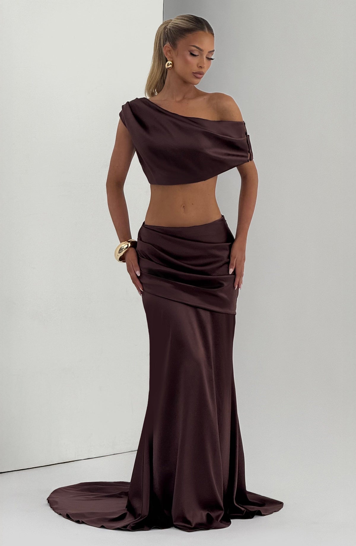 Edwyna Top in Plum Brown