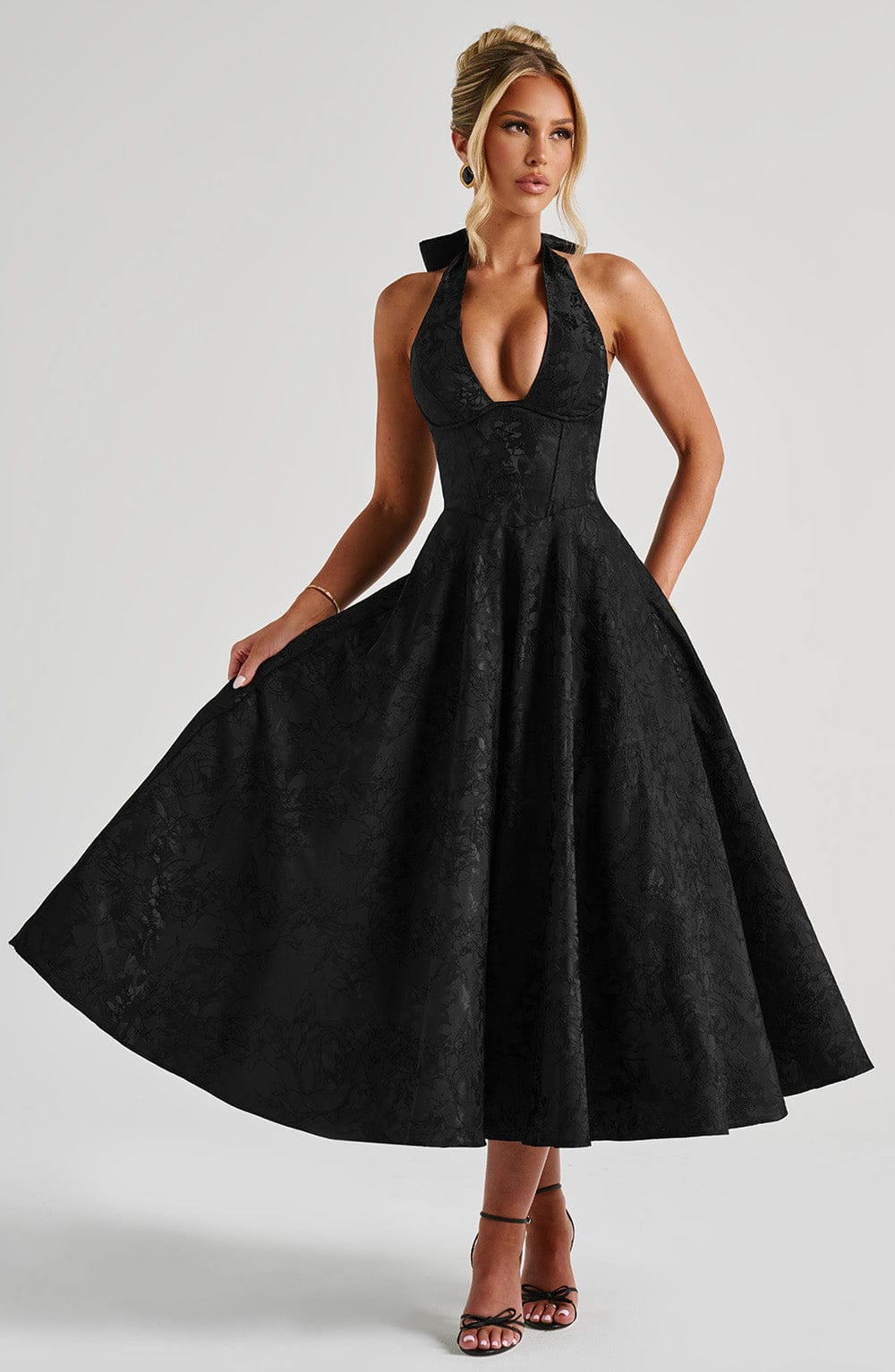 Effina Midi Dress in Black
