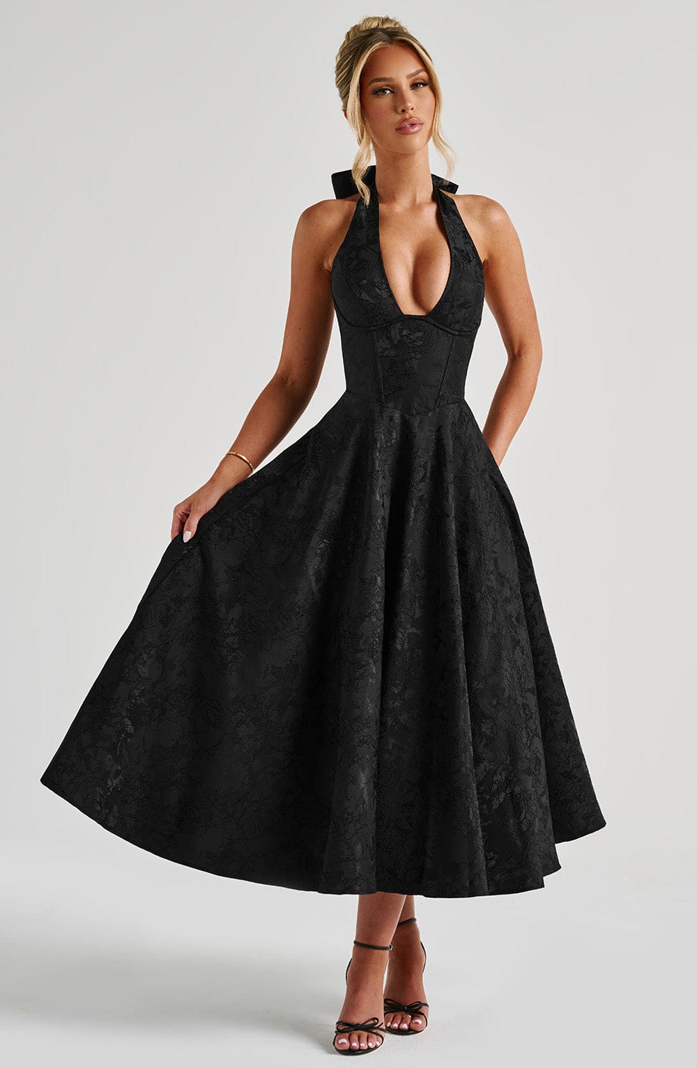 Effina Midi Dress in Black