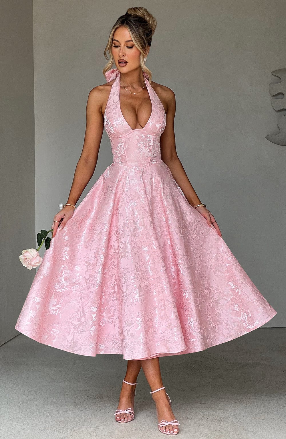 Effina Midi Dress in Blush
