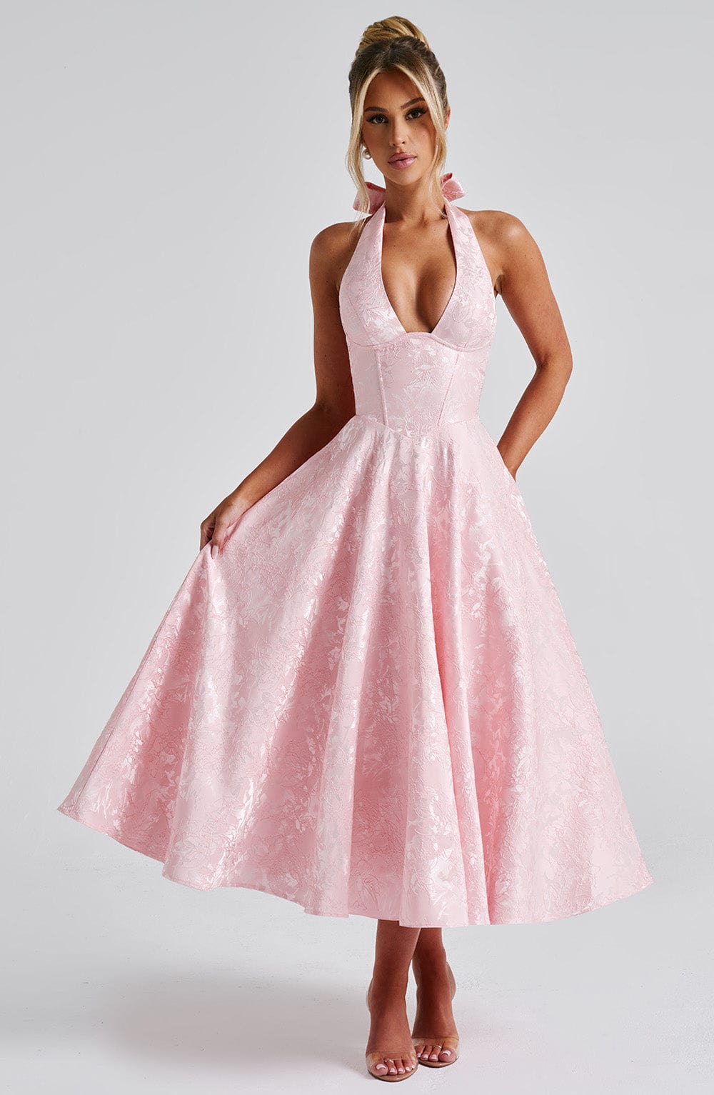 Effina Midi Dress in Blush