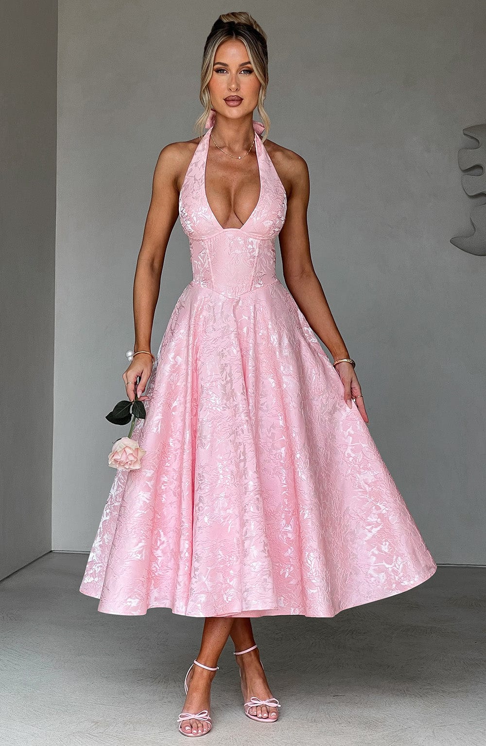 Effina Midi Dress in Blush