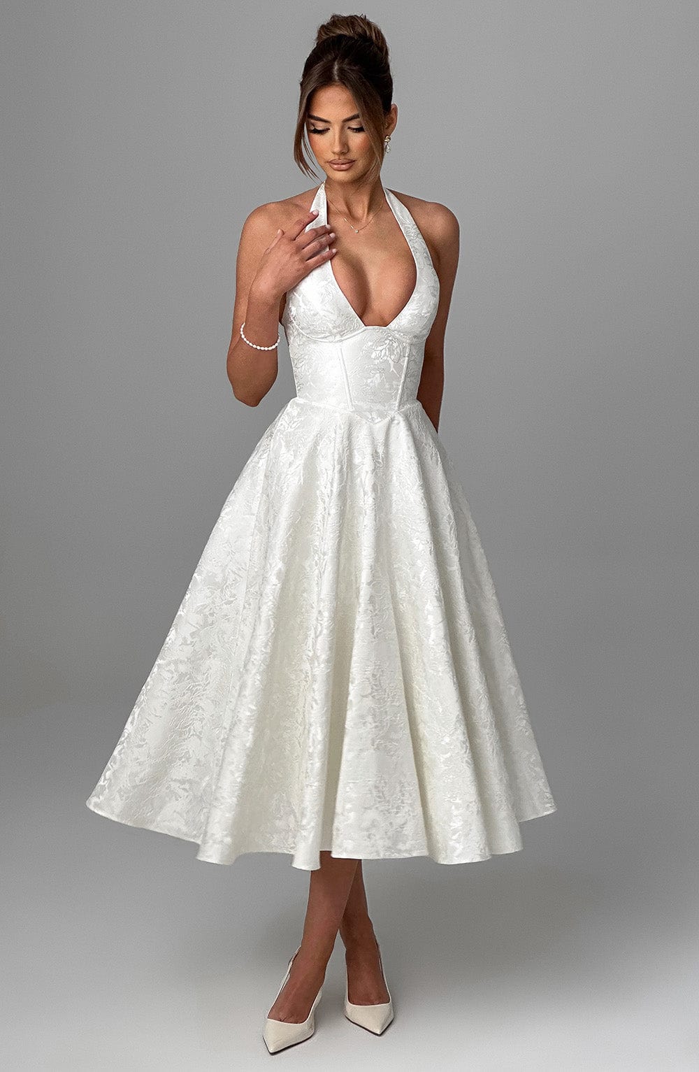 Effina Midi Dress in Ivory