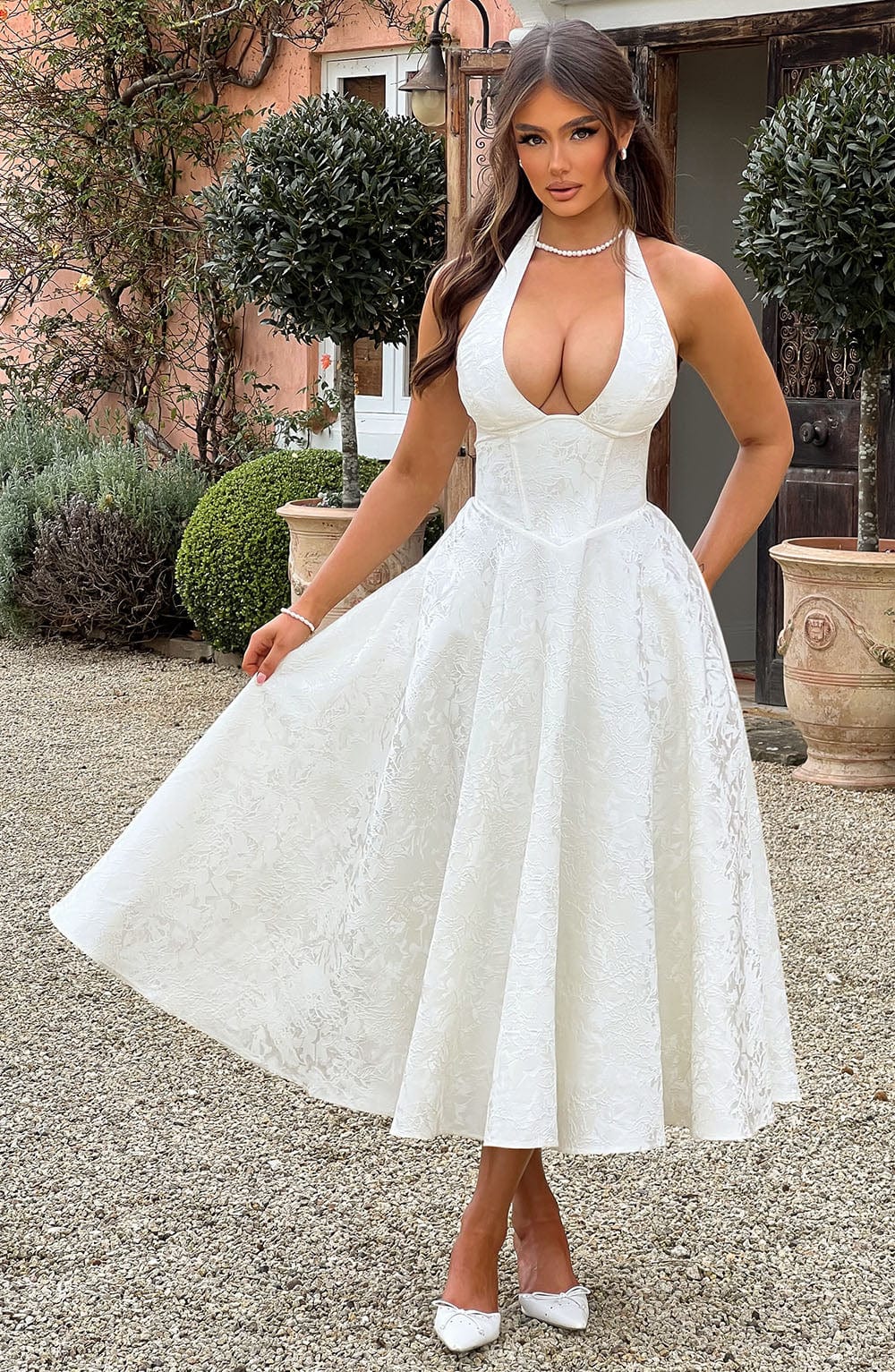 Effina Midi Dress in Ivory