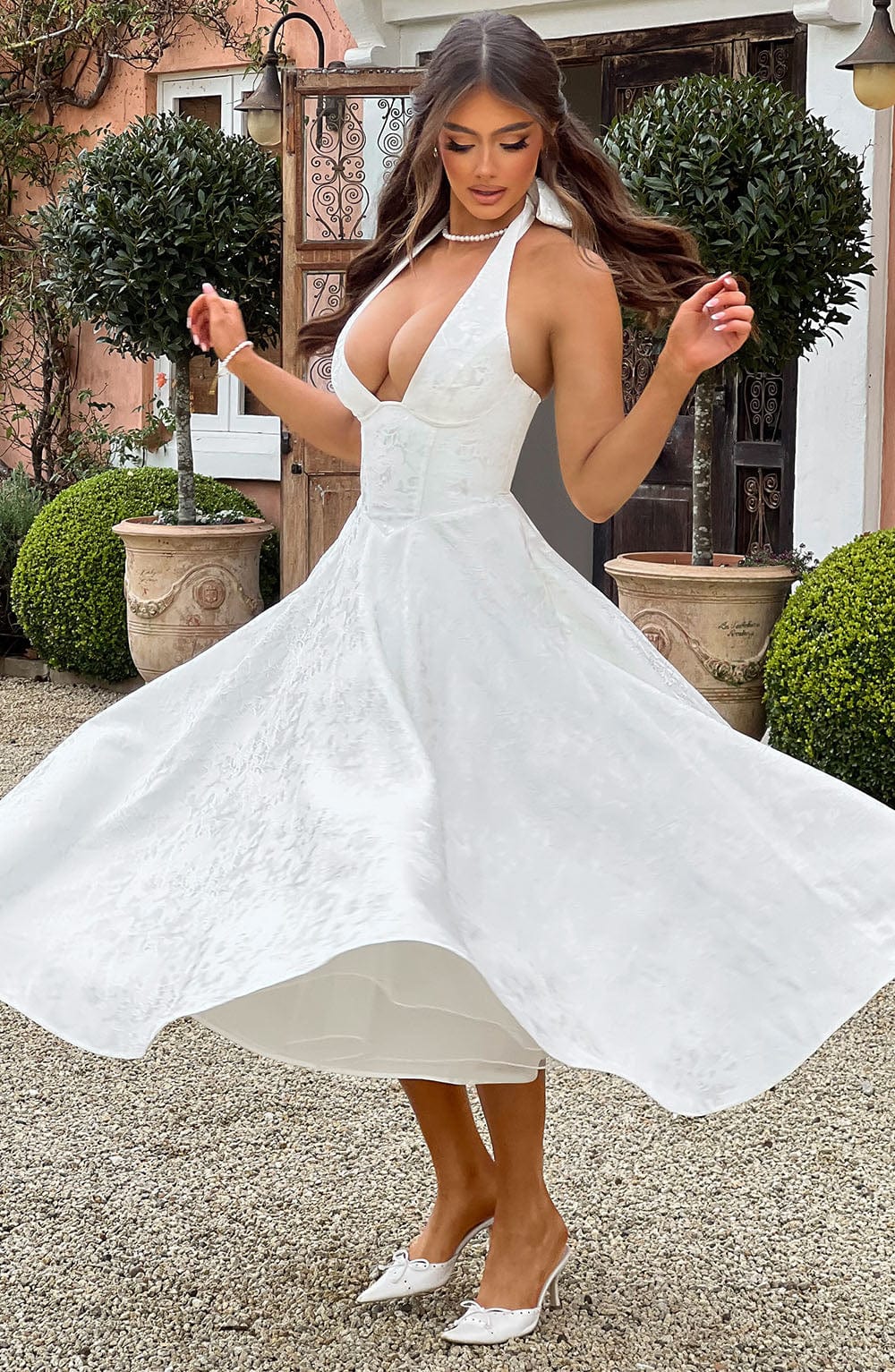 Effina Midi Dress in Ivory