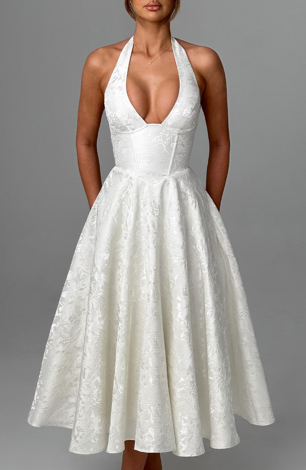 Effina Midi Dress in Ivory