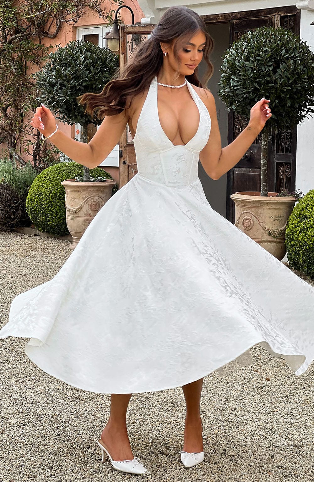 Effina Midi Dress in Ivory
