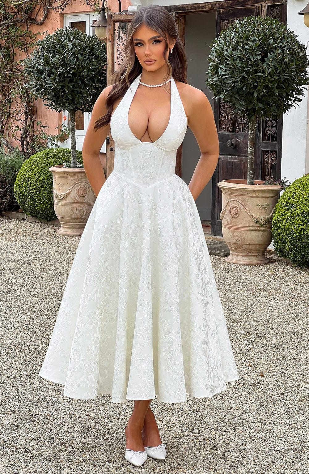 Effina Midi Dress in Ivory
