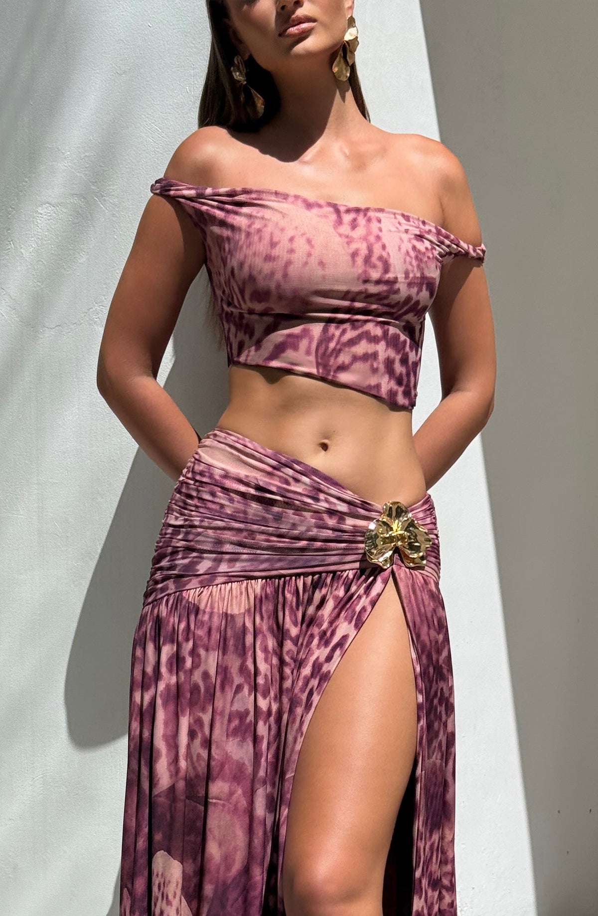Evana Top in Magenta Orchid Print