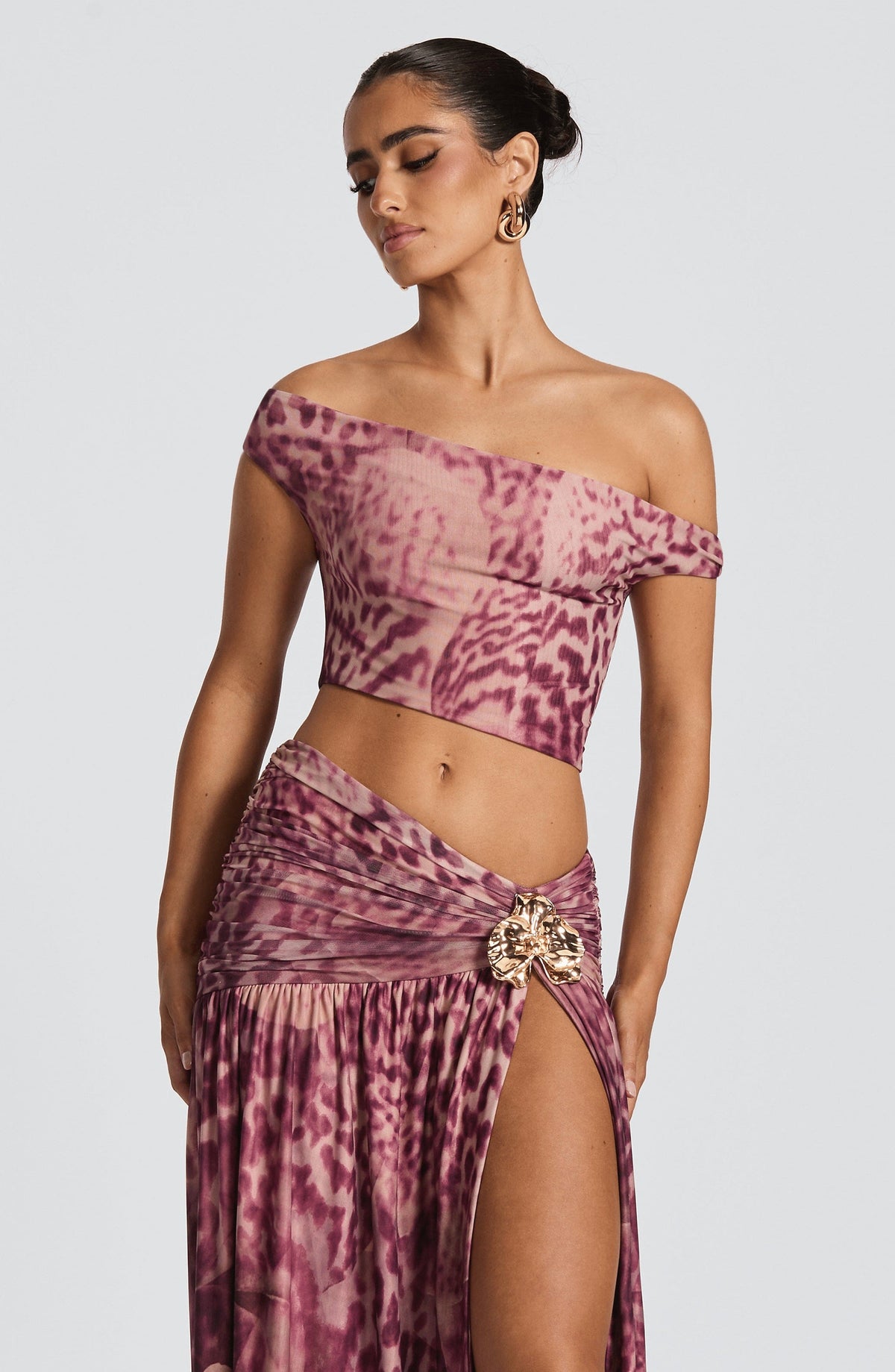 Evana Top in Magenta Orchid Print