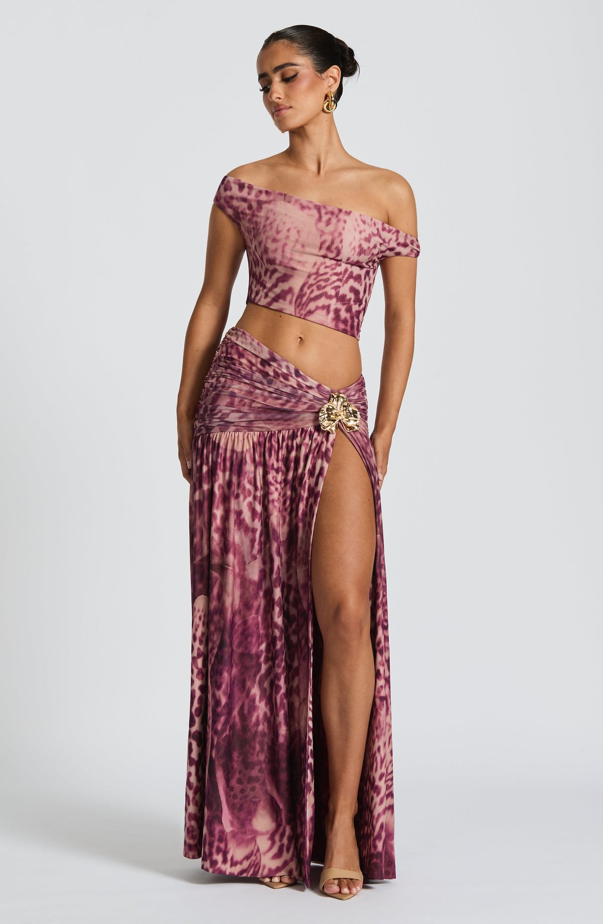 Evana Top in Magenta Orchid Print