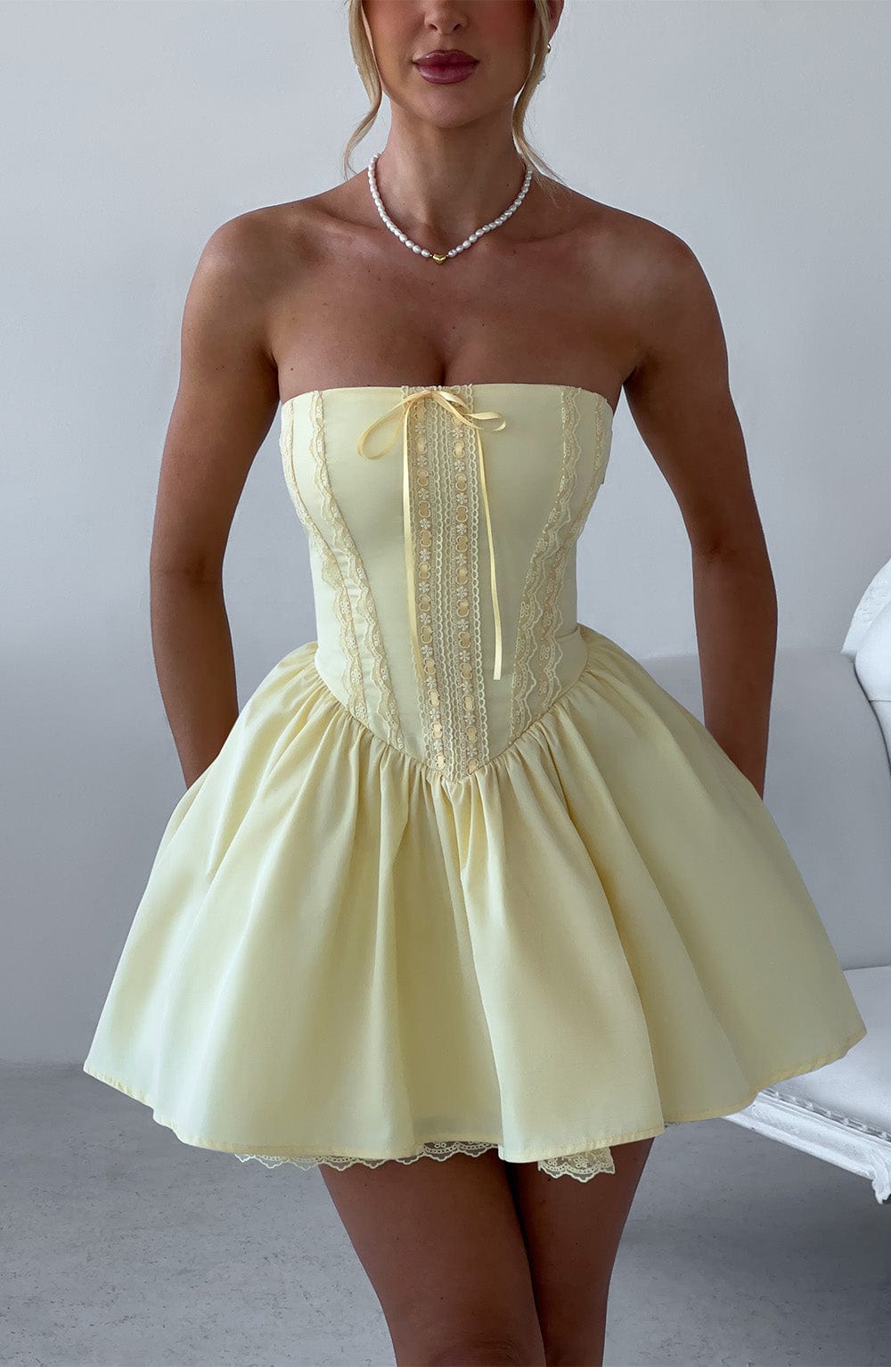 Evienne Mini Dress in Lemon