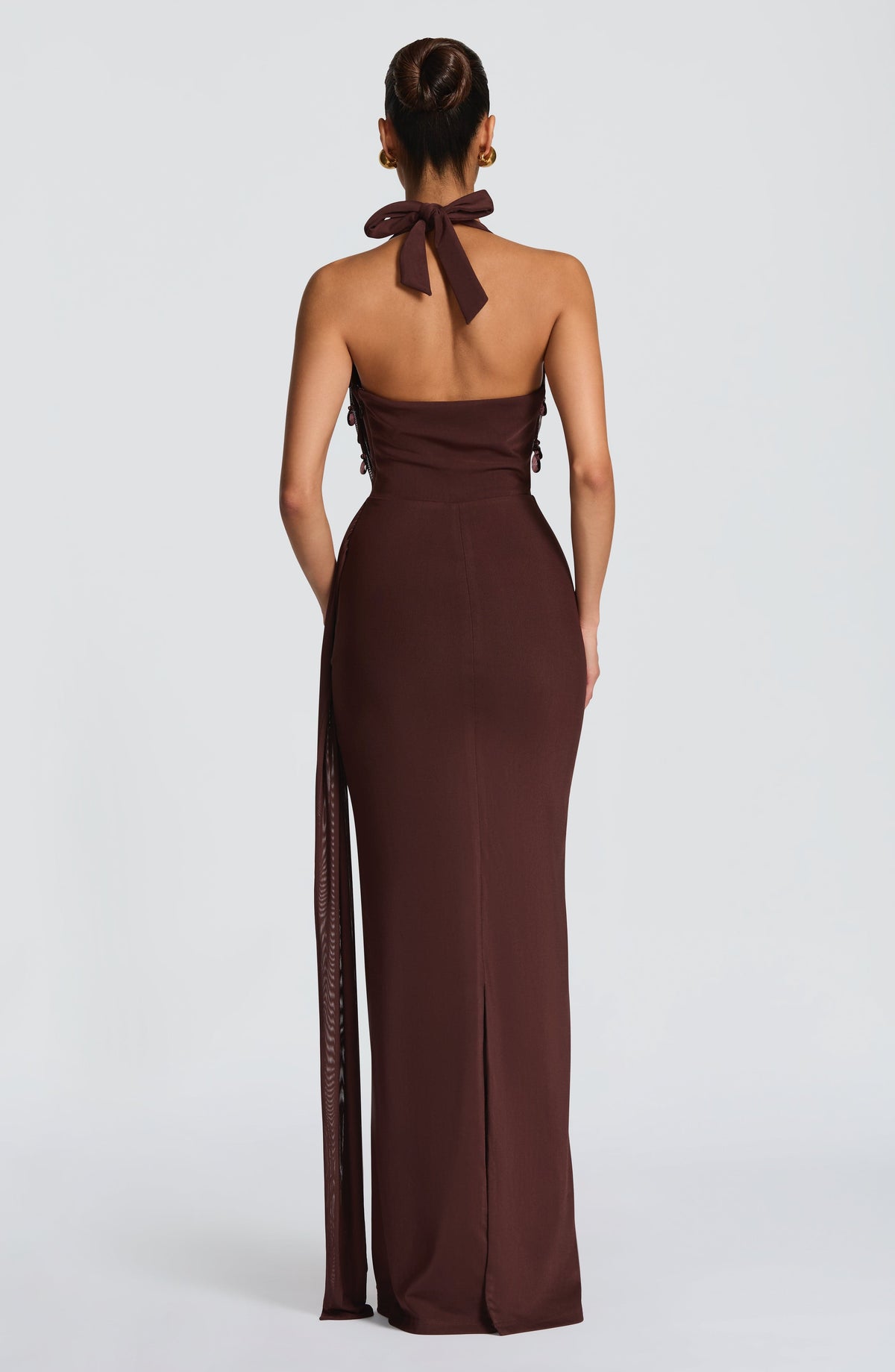 Fabiana Maxi Dress in Plum Brown