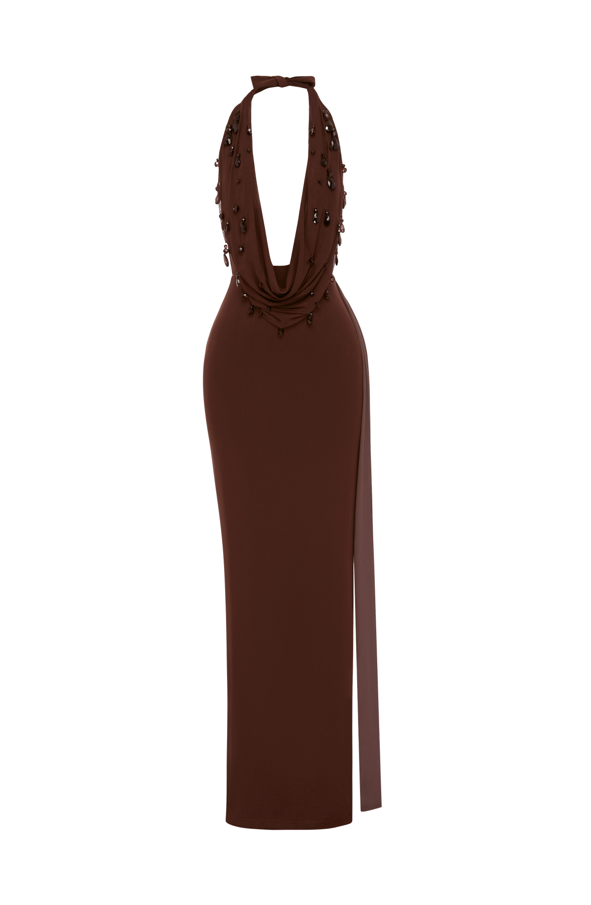 Fabiana Maxi Dress in Plum Brown