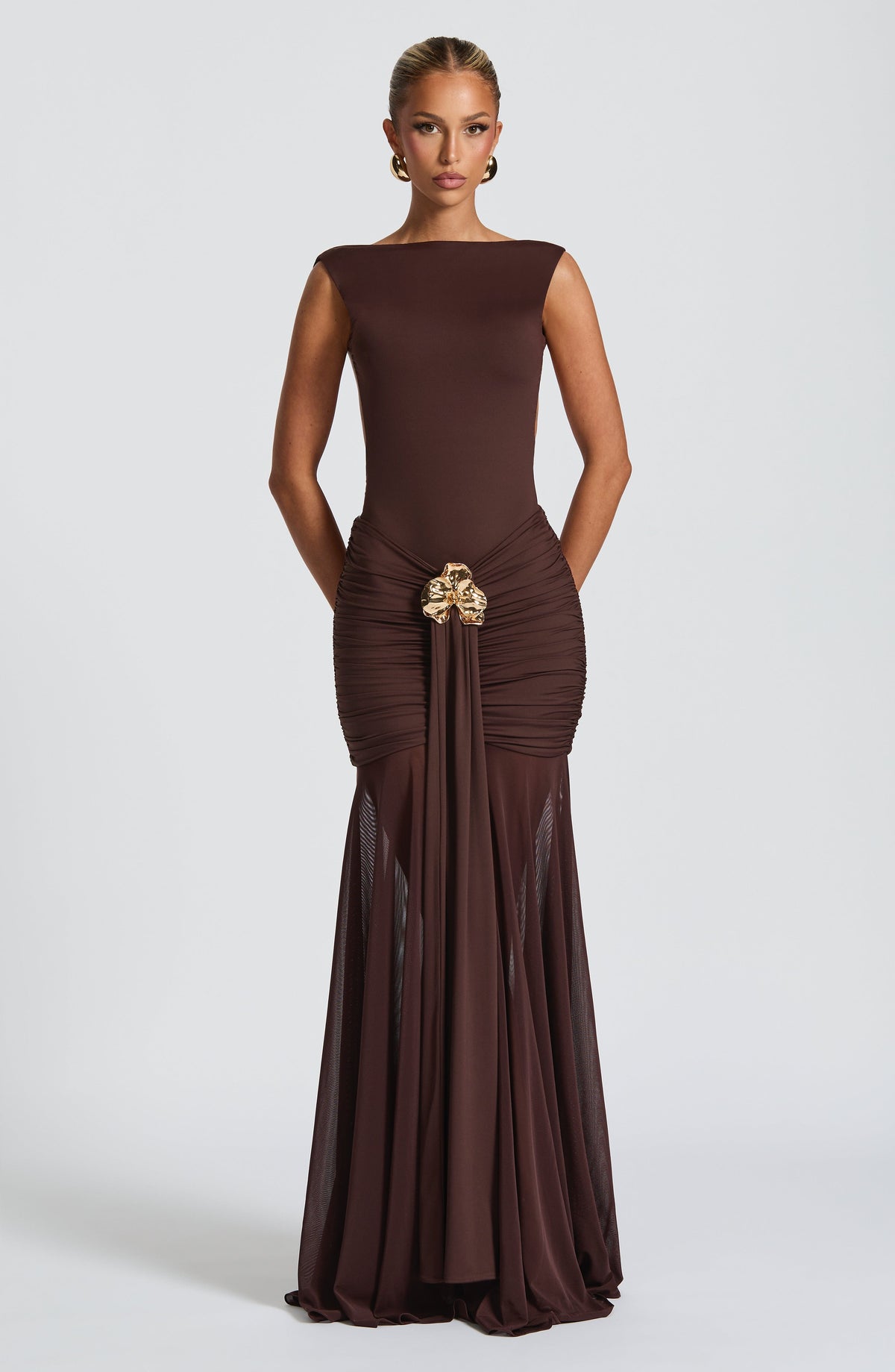 Faelyn Maxi Skirt in Plum Brown