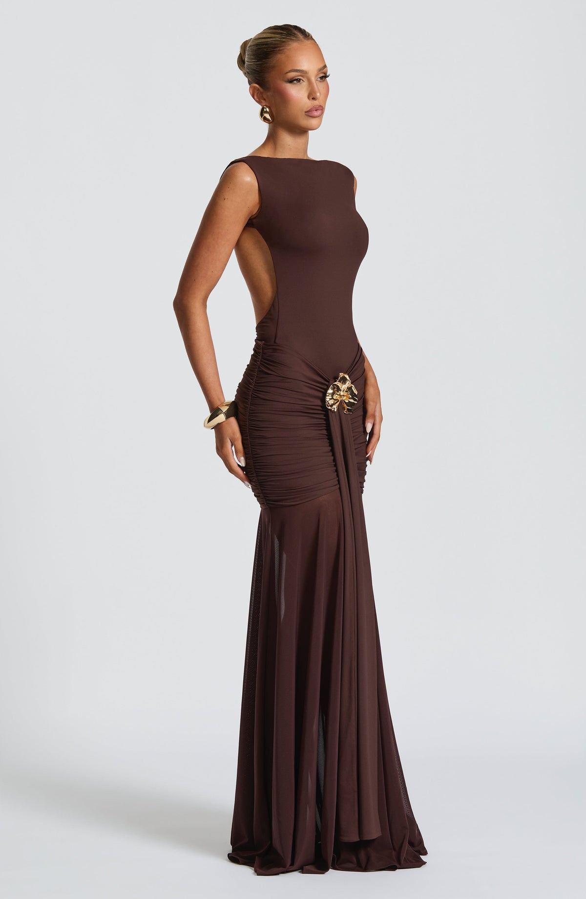 Faelyn Maxi Skirt in Plum Brown