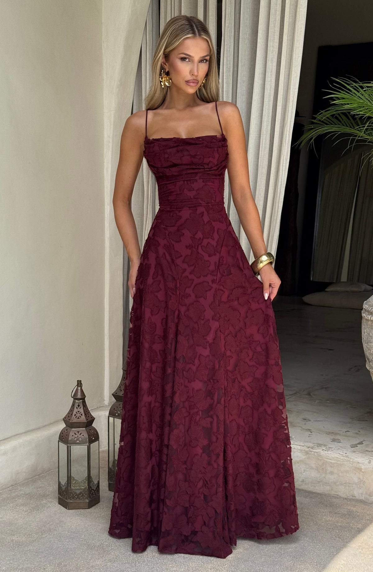 Francine Maxi Dress in Cherry Lacquer
