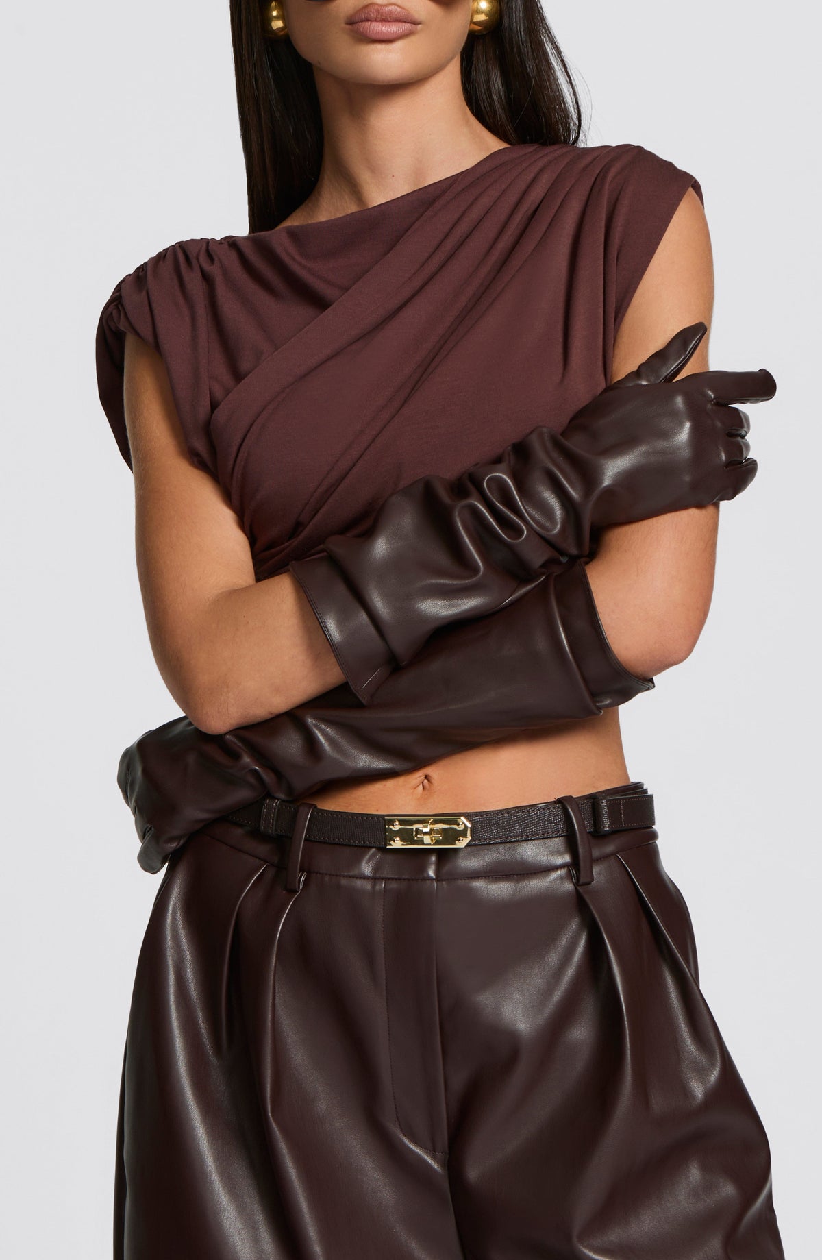 Frannie Gloves in Plum Brown