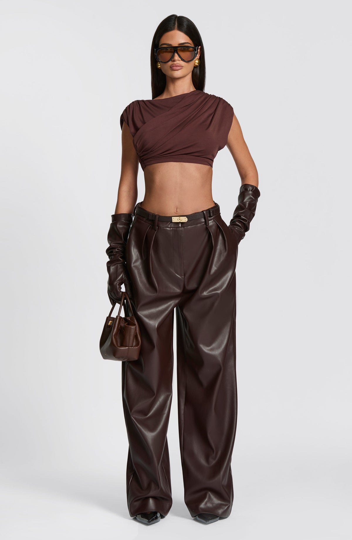 Frannie Gloves in Plum Brown