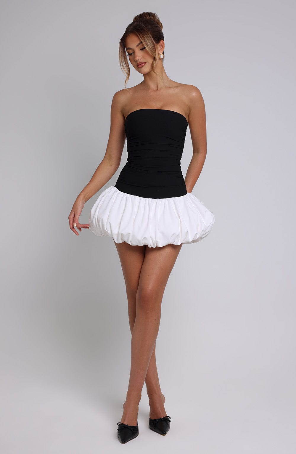 Gemina Mini Dress in Black/White