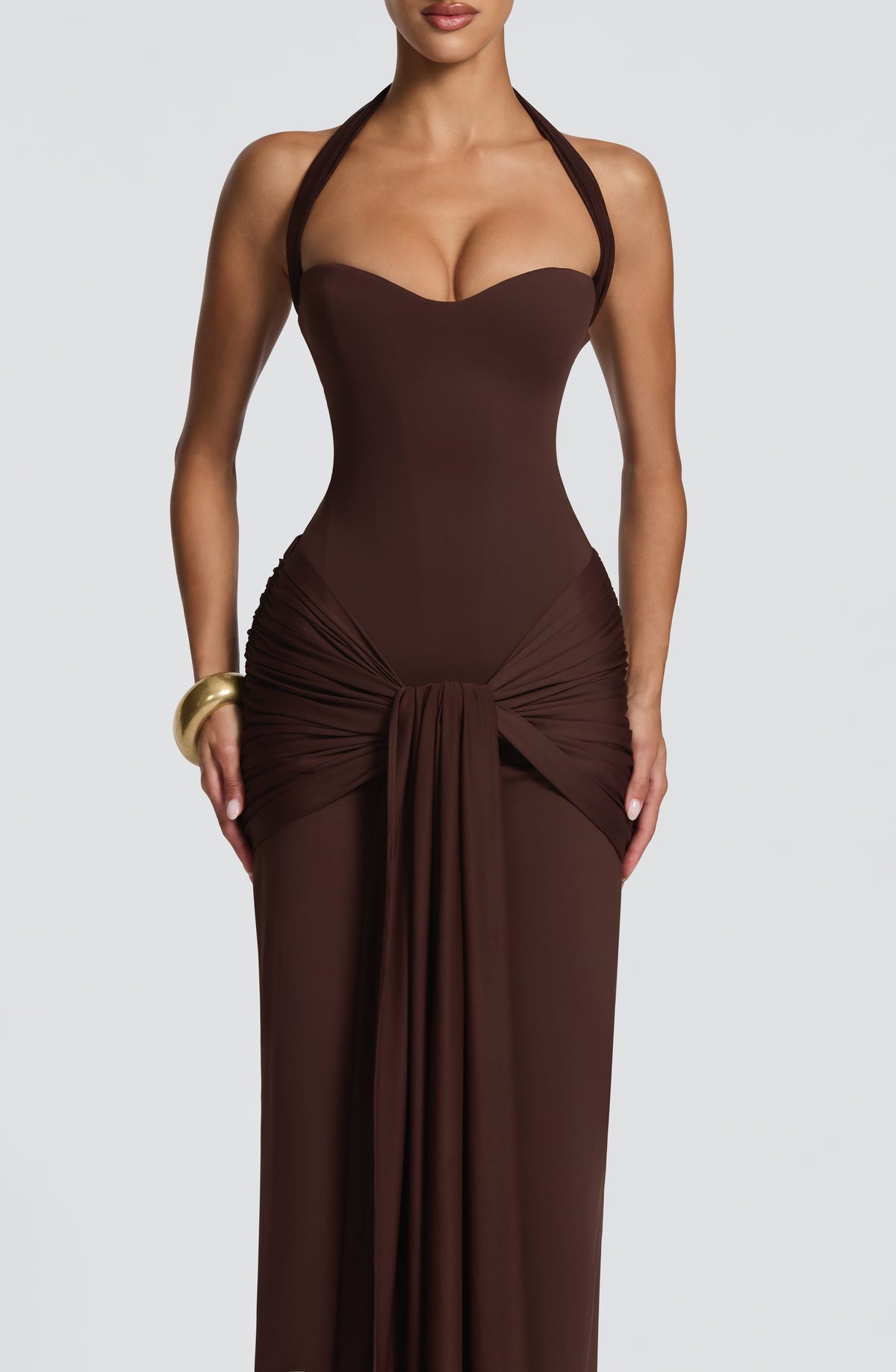 Giana Maxi Dress in Plum Brown