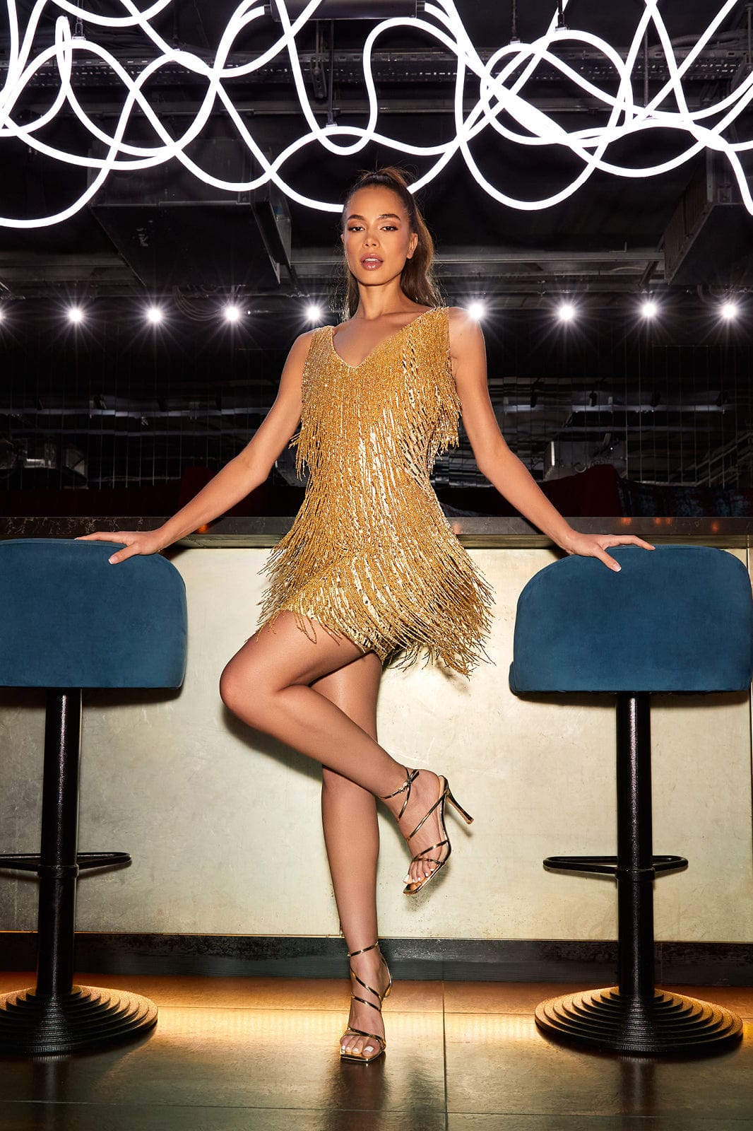 Ginevra Mini Dress in Gold