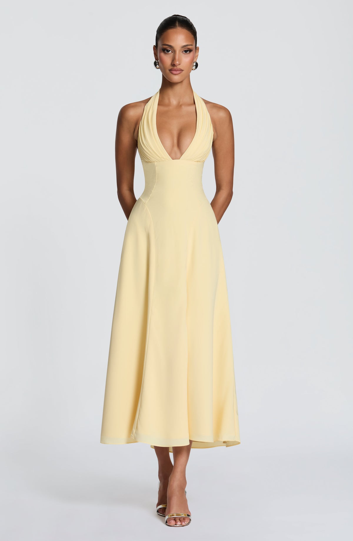 Haylen Midi Dress in Lemon