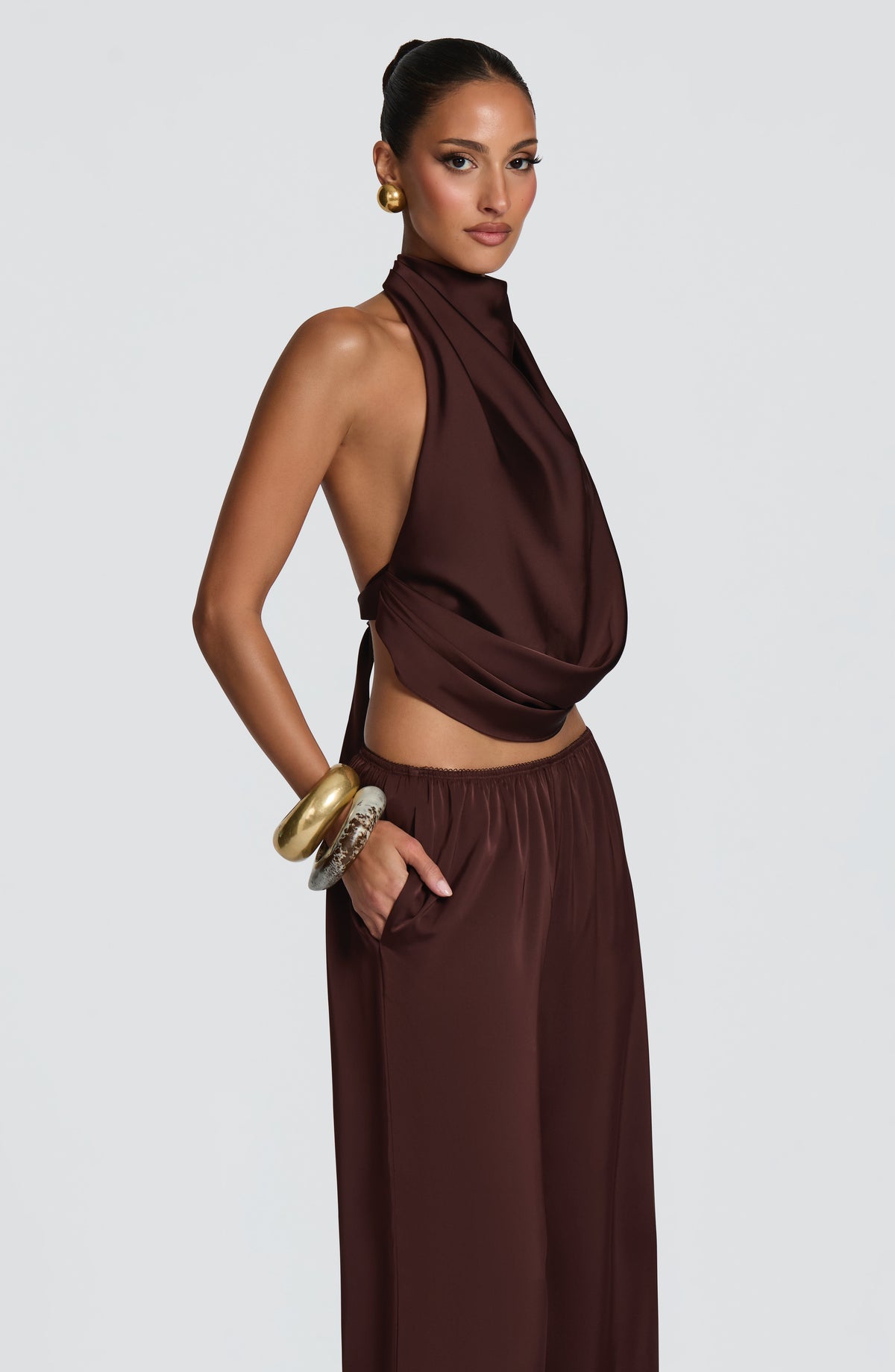 Hazelle Top in Plum Brown